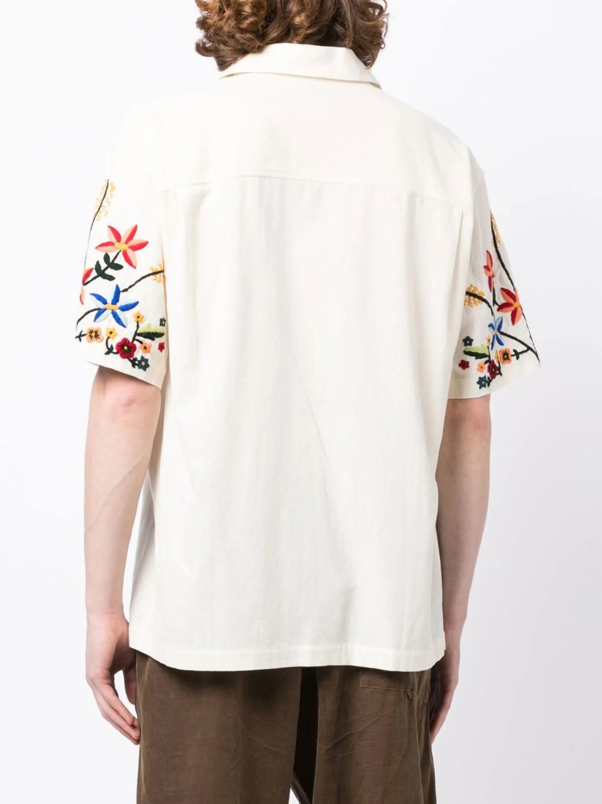 Idris floral-embroidered shirt