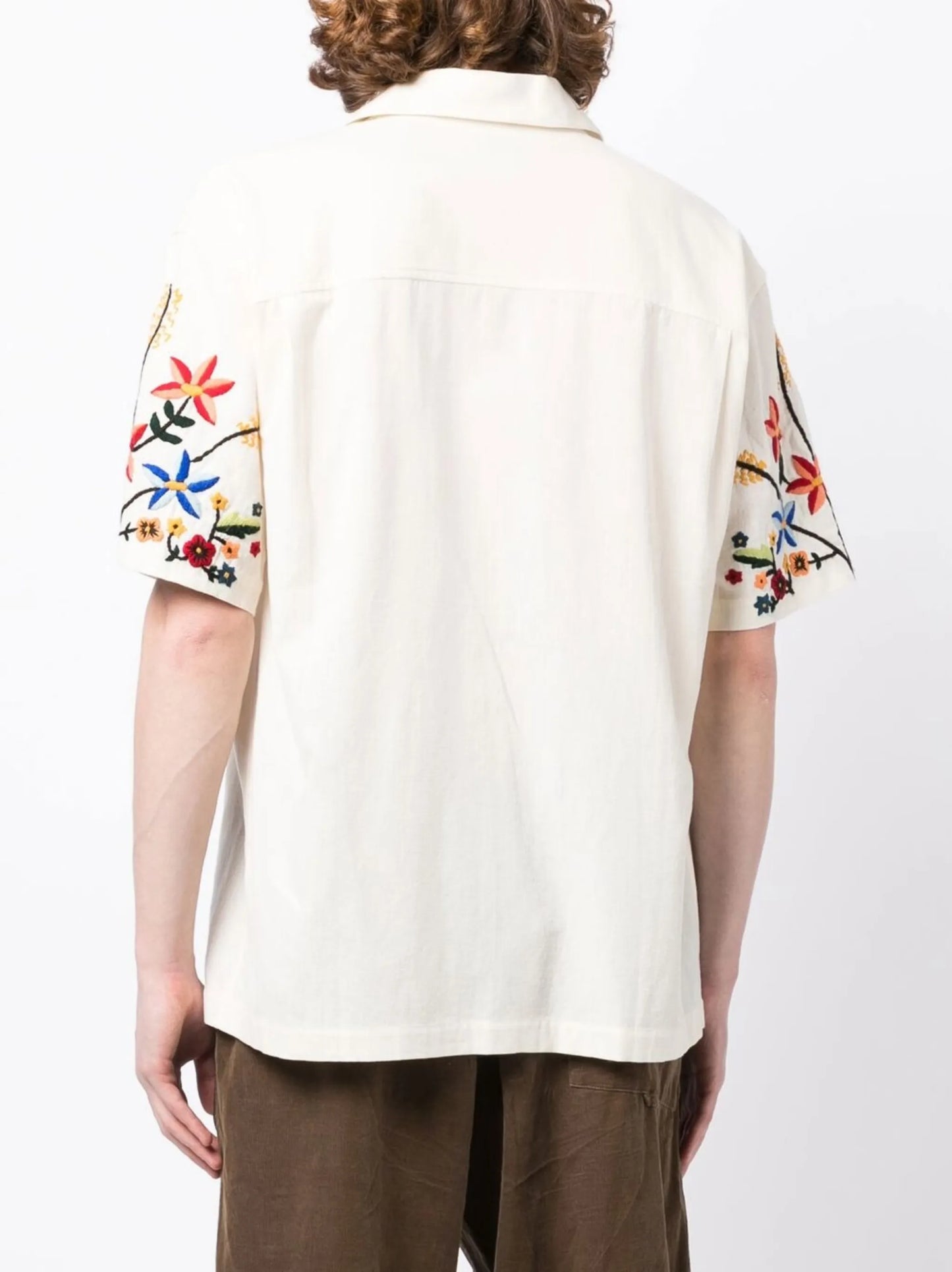Idris floral-embroidered shirt