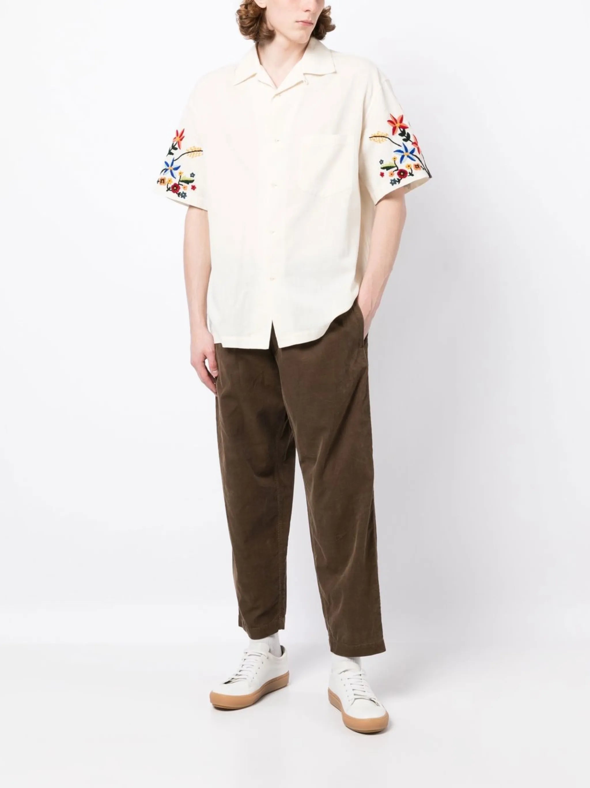 Idris floral-embroidered shirt