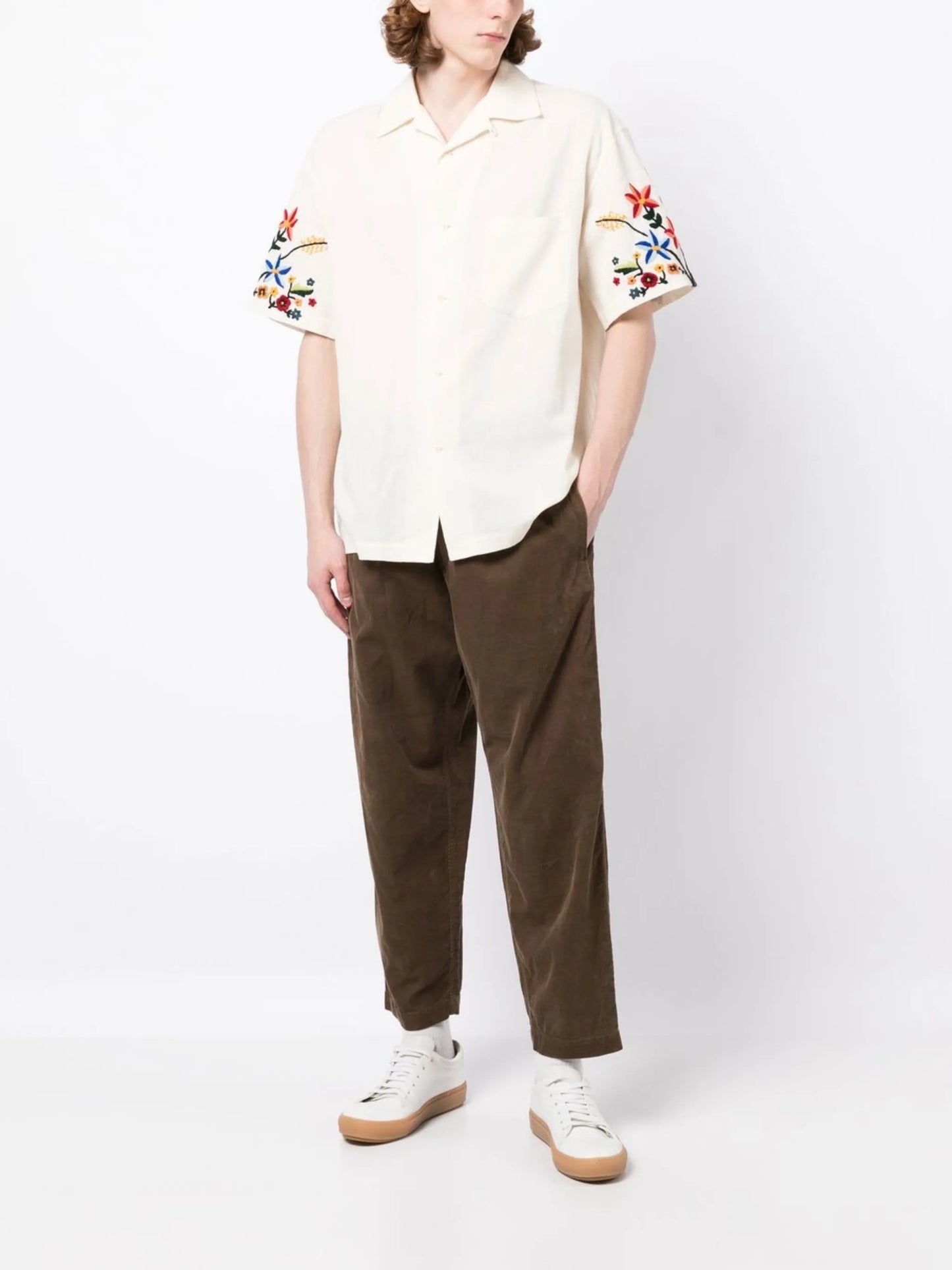 Idris floral-embroidered shirt