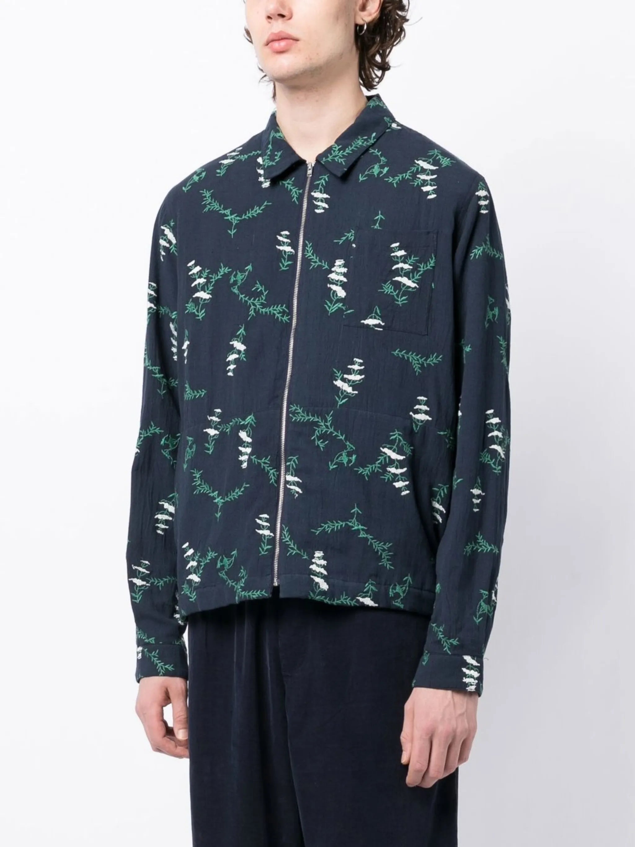 Bowie floral-print zip-up shirt