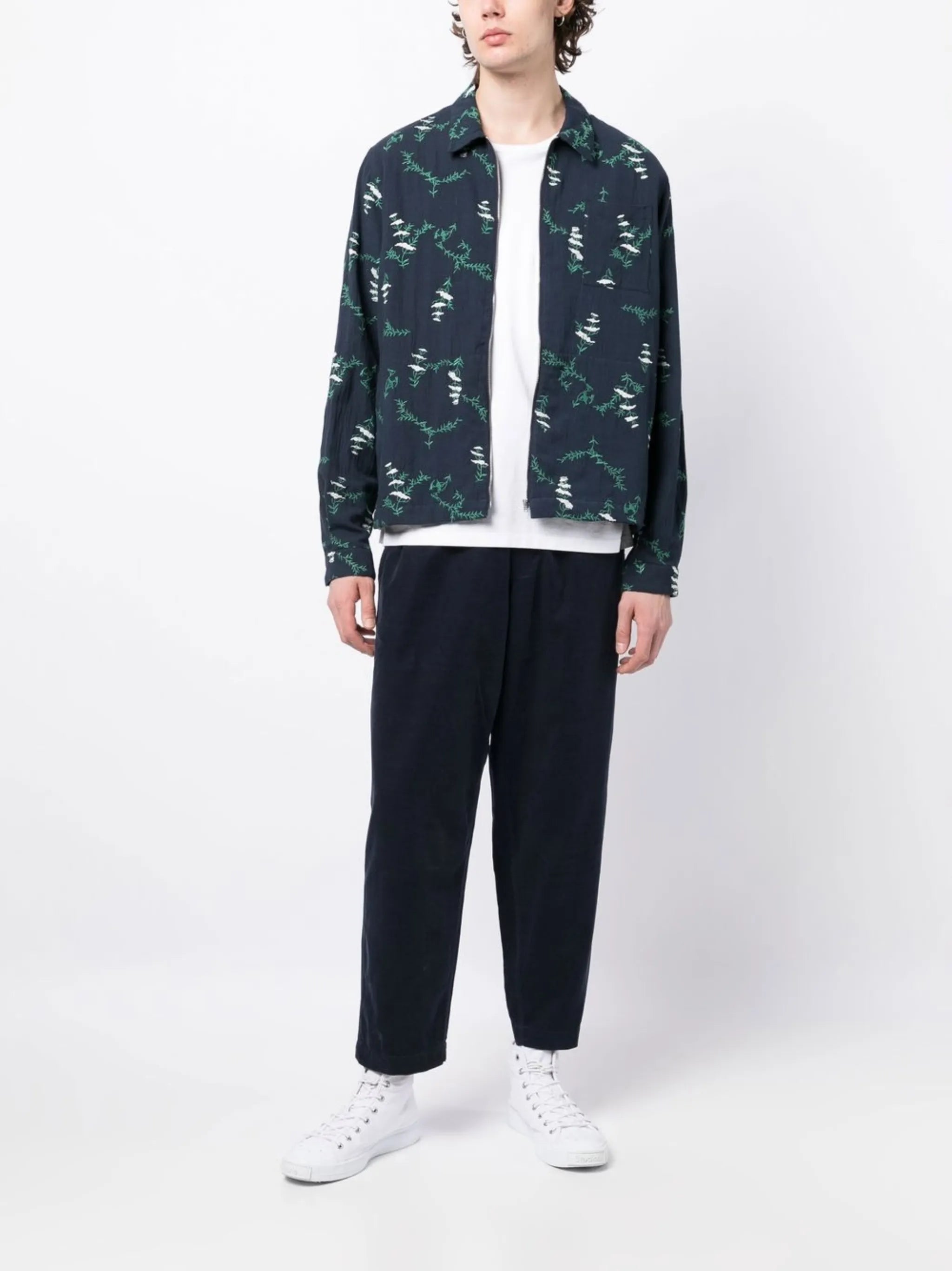 Bowie floral-print zip-up shirt