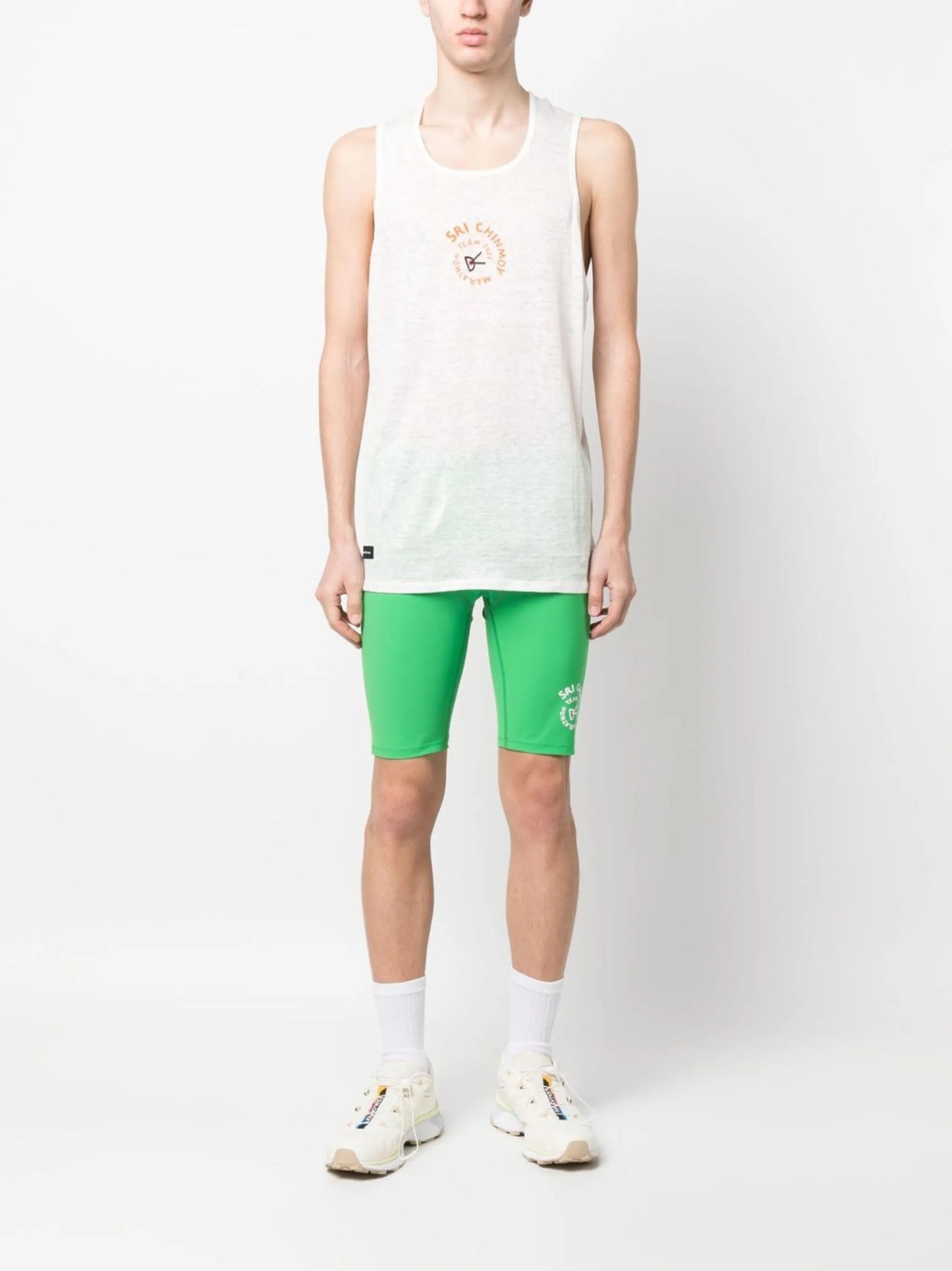 sleeveless logo print T-shirt