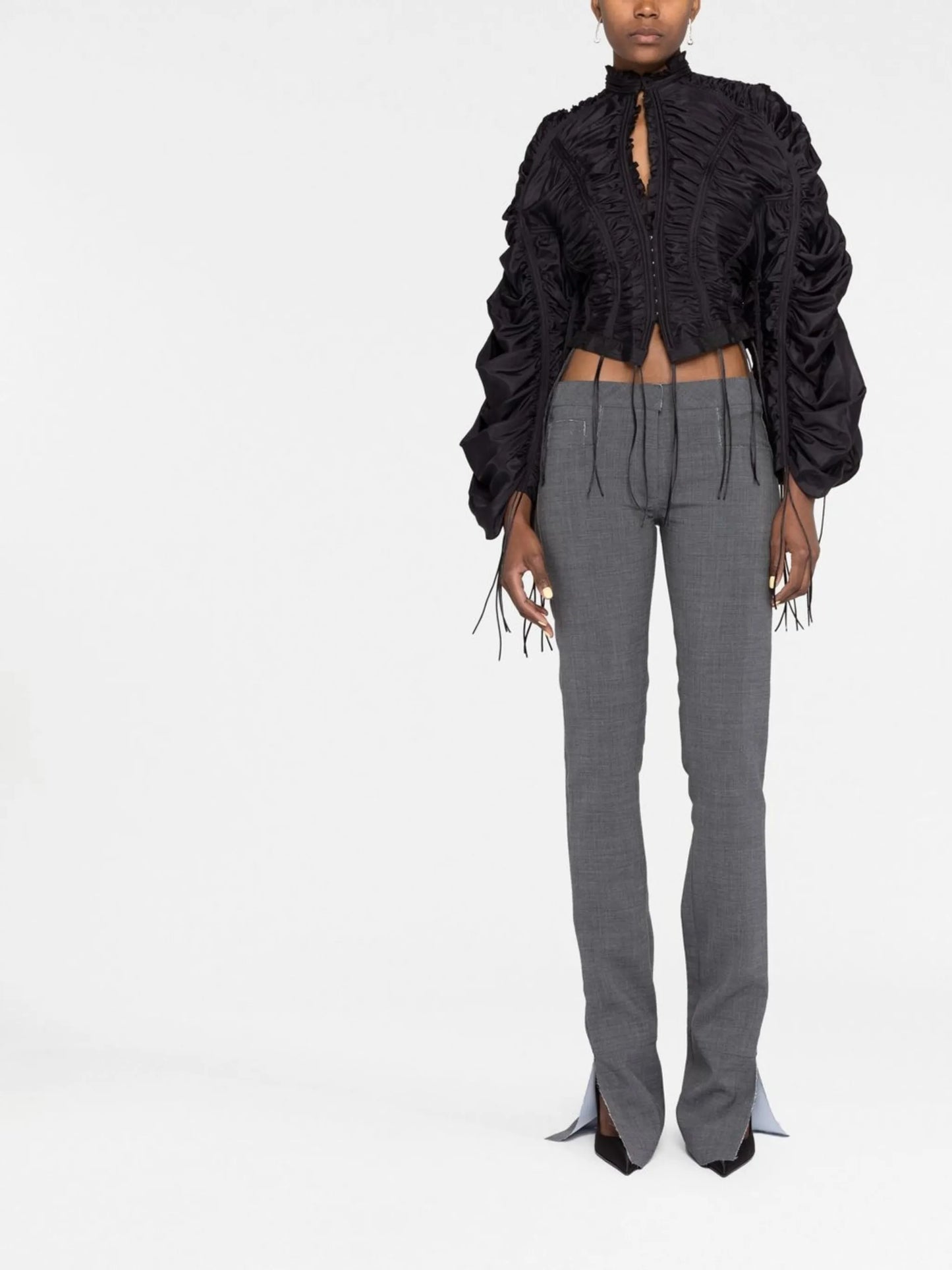 gathered drawstring-embellished bomber jacket