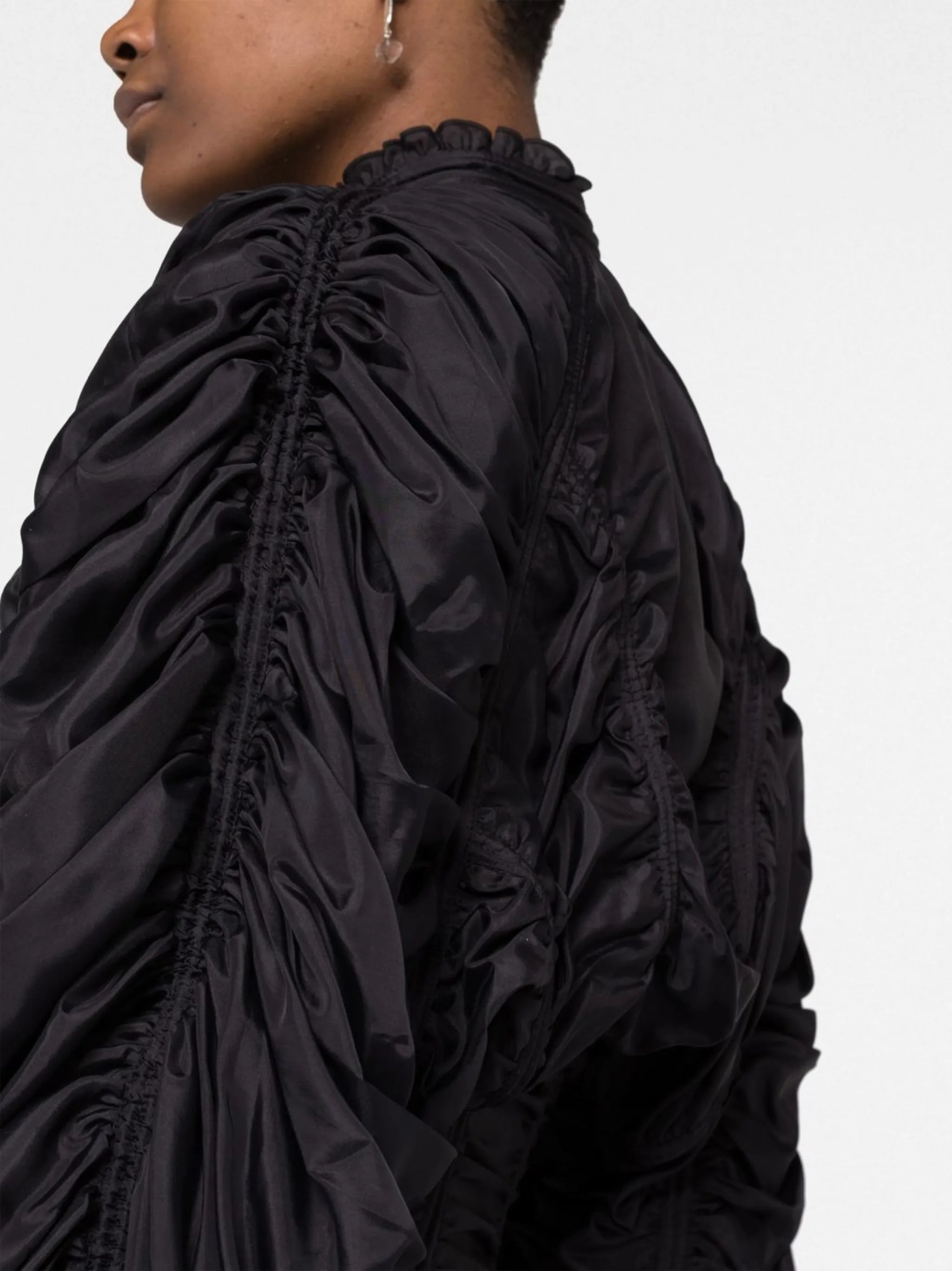 gathered drawstring-embellished bomber jacket