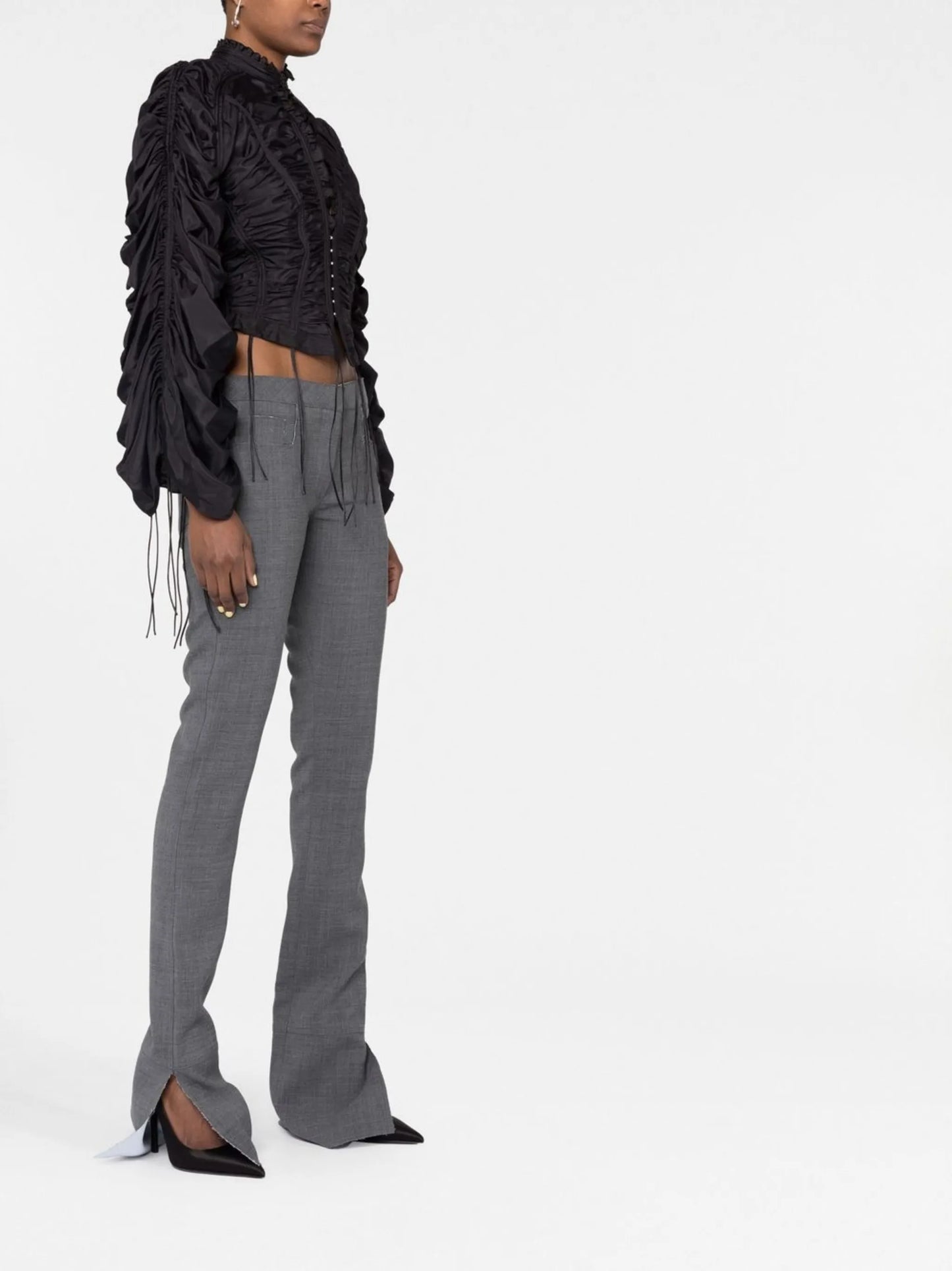gathered drawstring-embellished bomber jacket