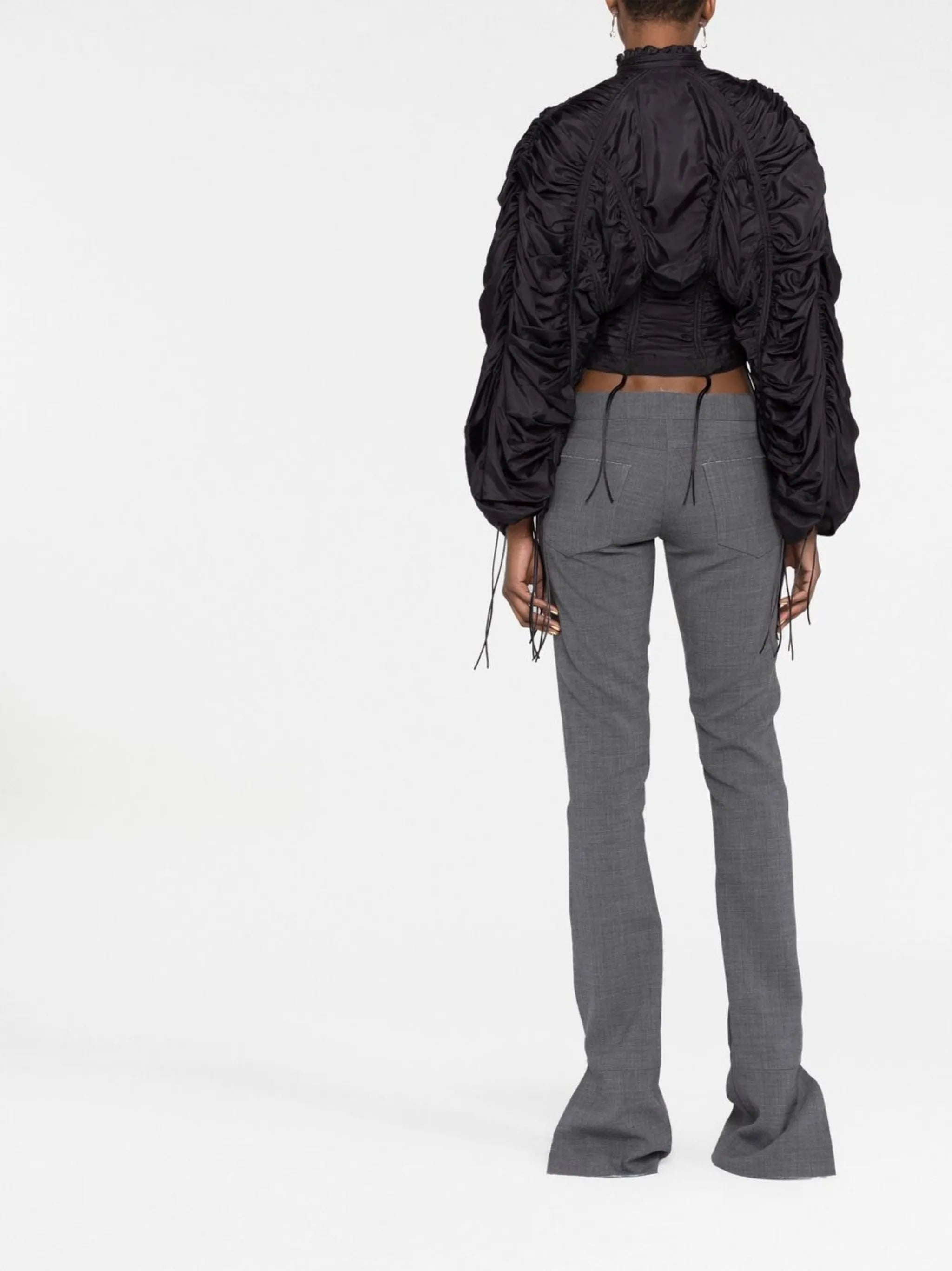 gathered drawstring-embellished bomber jacket