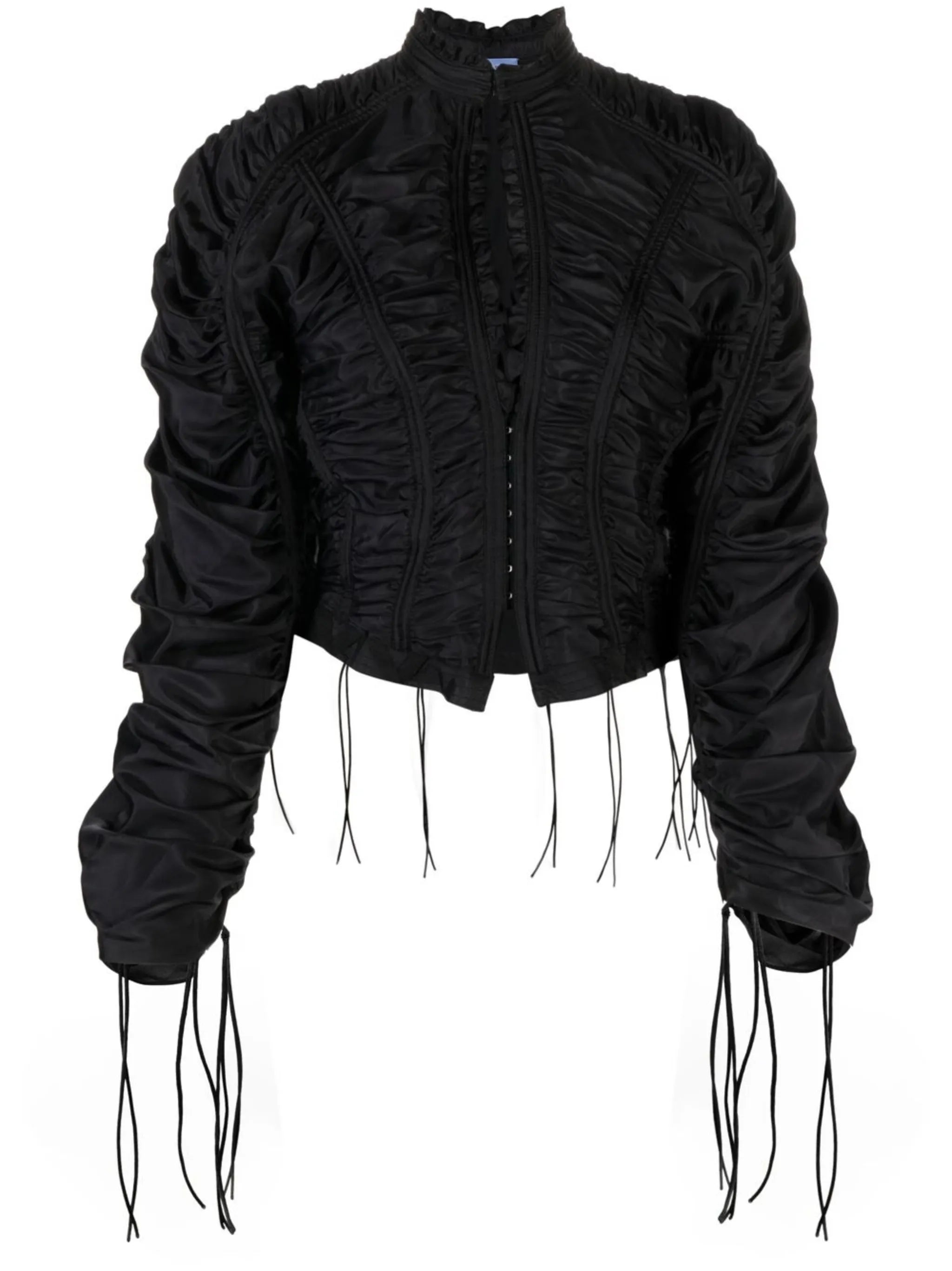 gathered drawstring-embellished bomber jacket