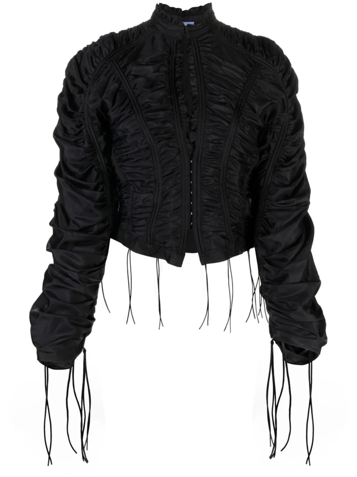 gathered drawstring-embellished bomber jacket
