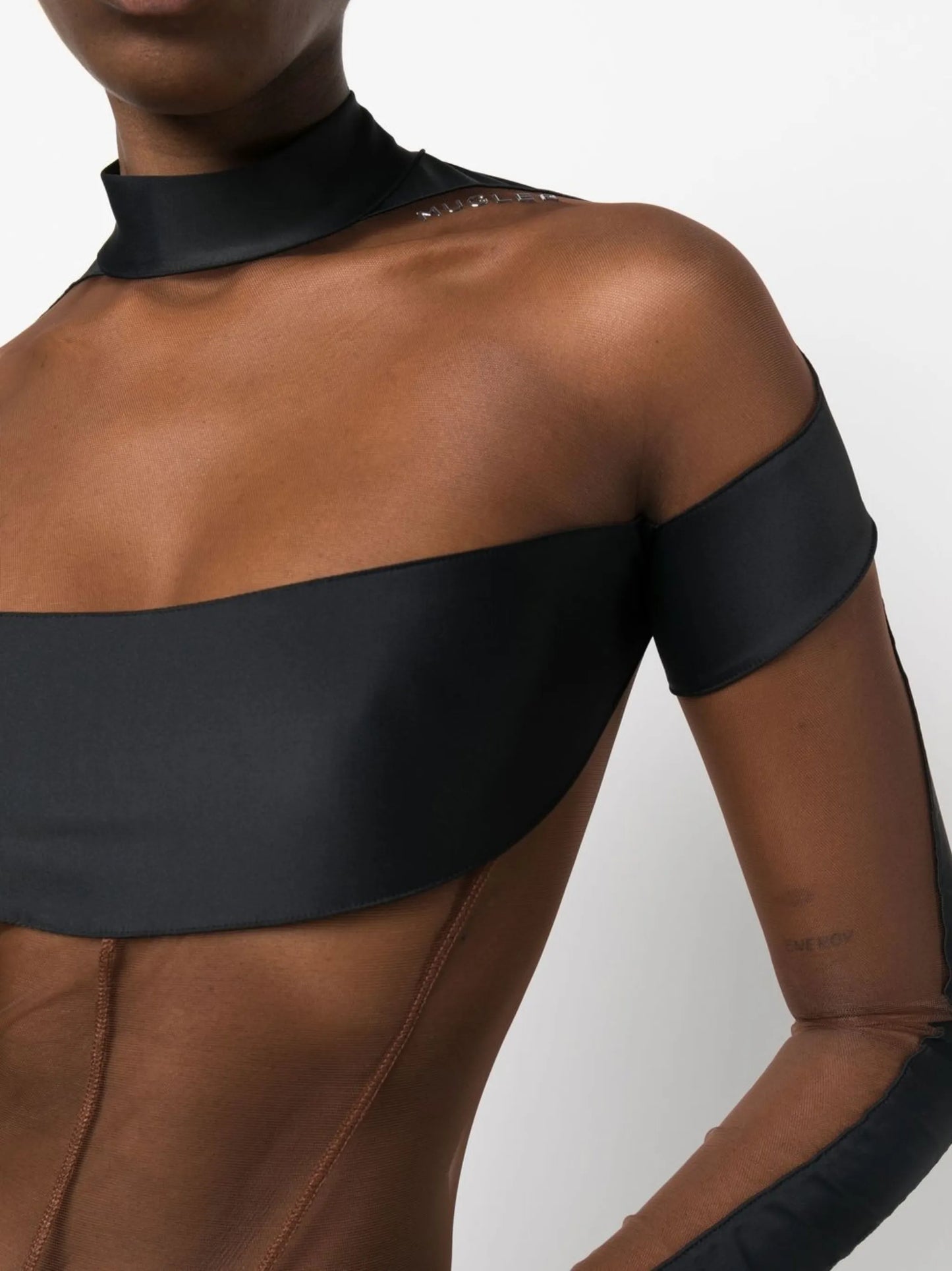 panelled semi-sheer bodysuit