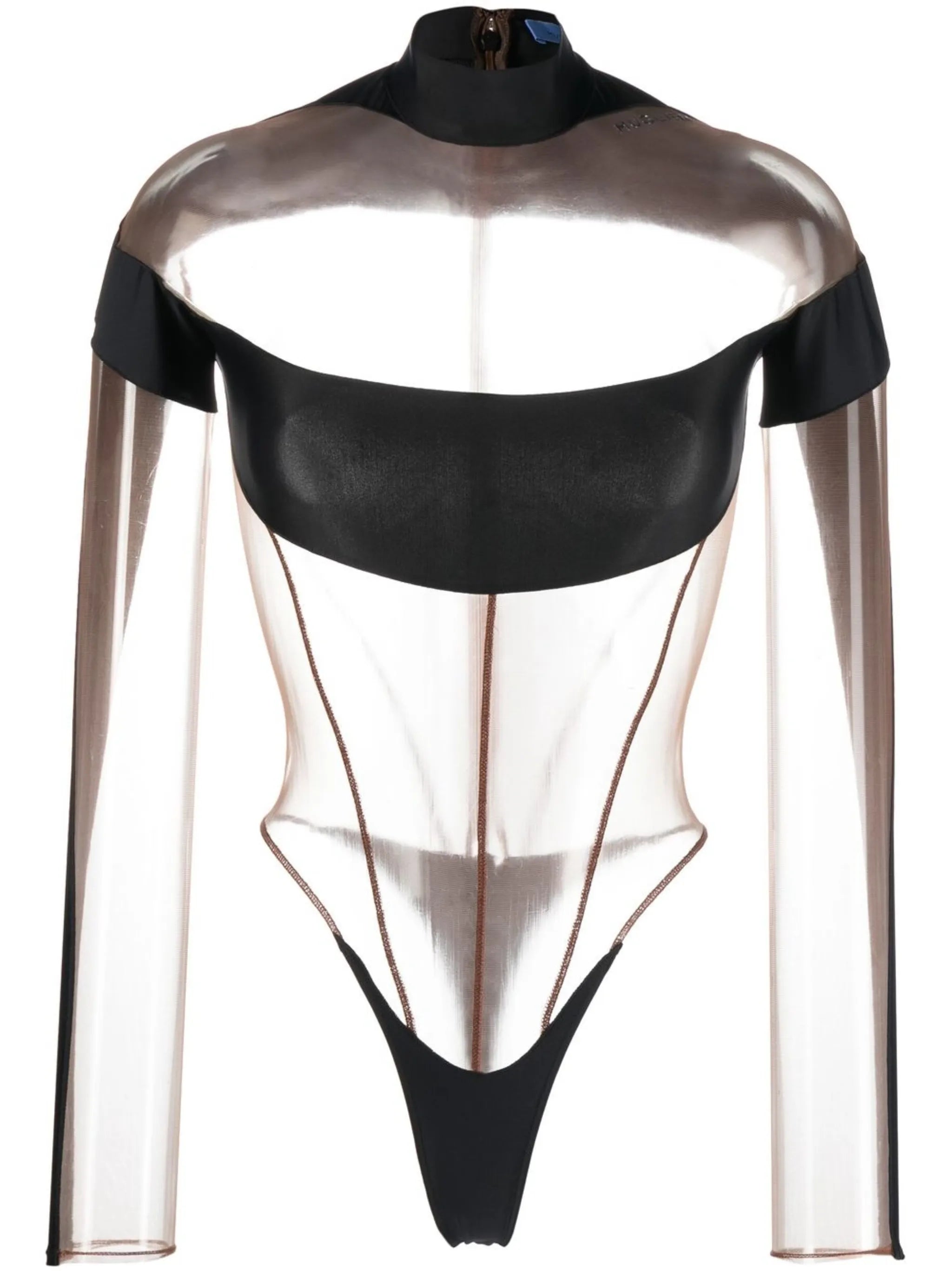 panelled semi-sheer bodysuit
