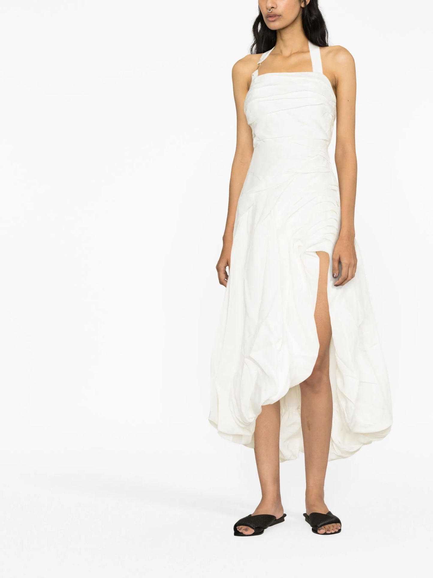 Mika draped split midi dress