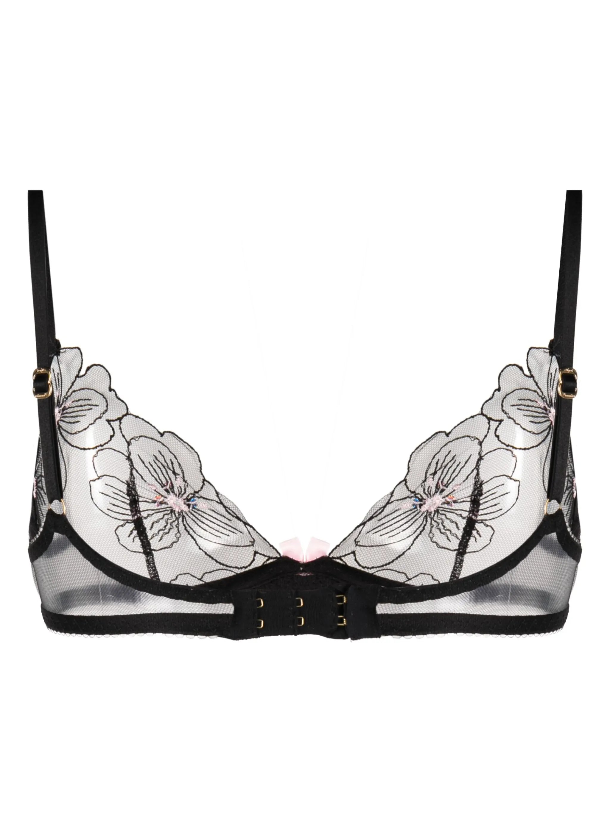 lace-panel bow-detail bra