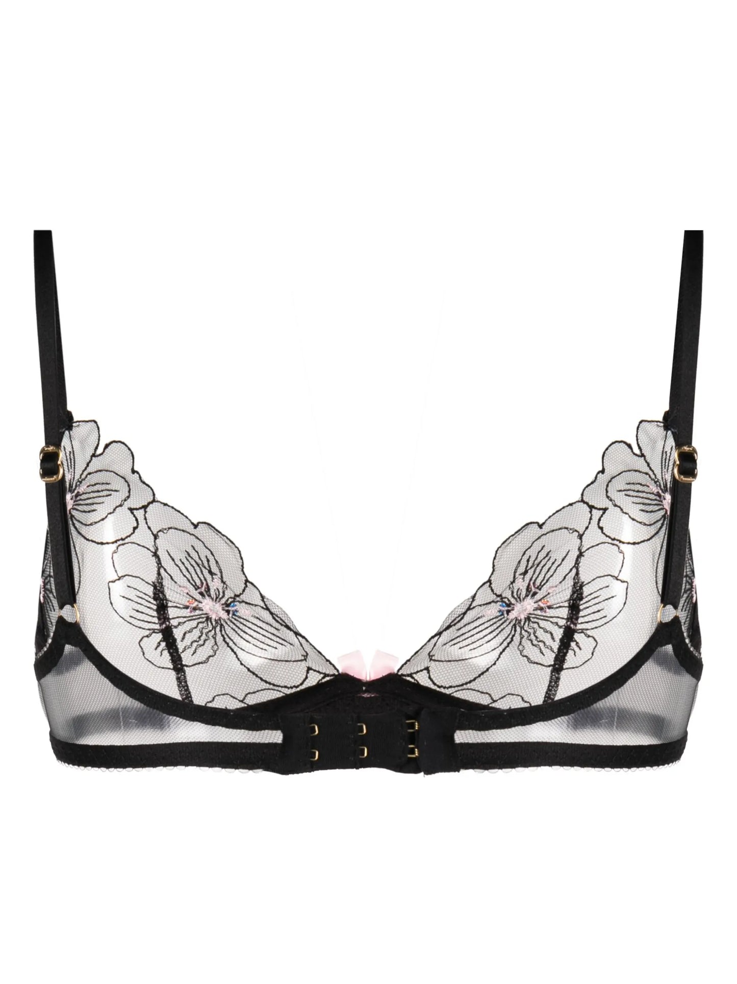 lace-panel bow-detail bra