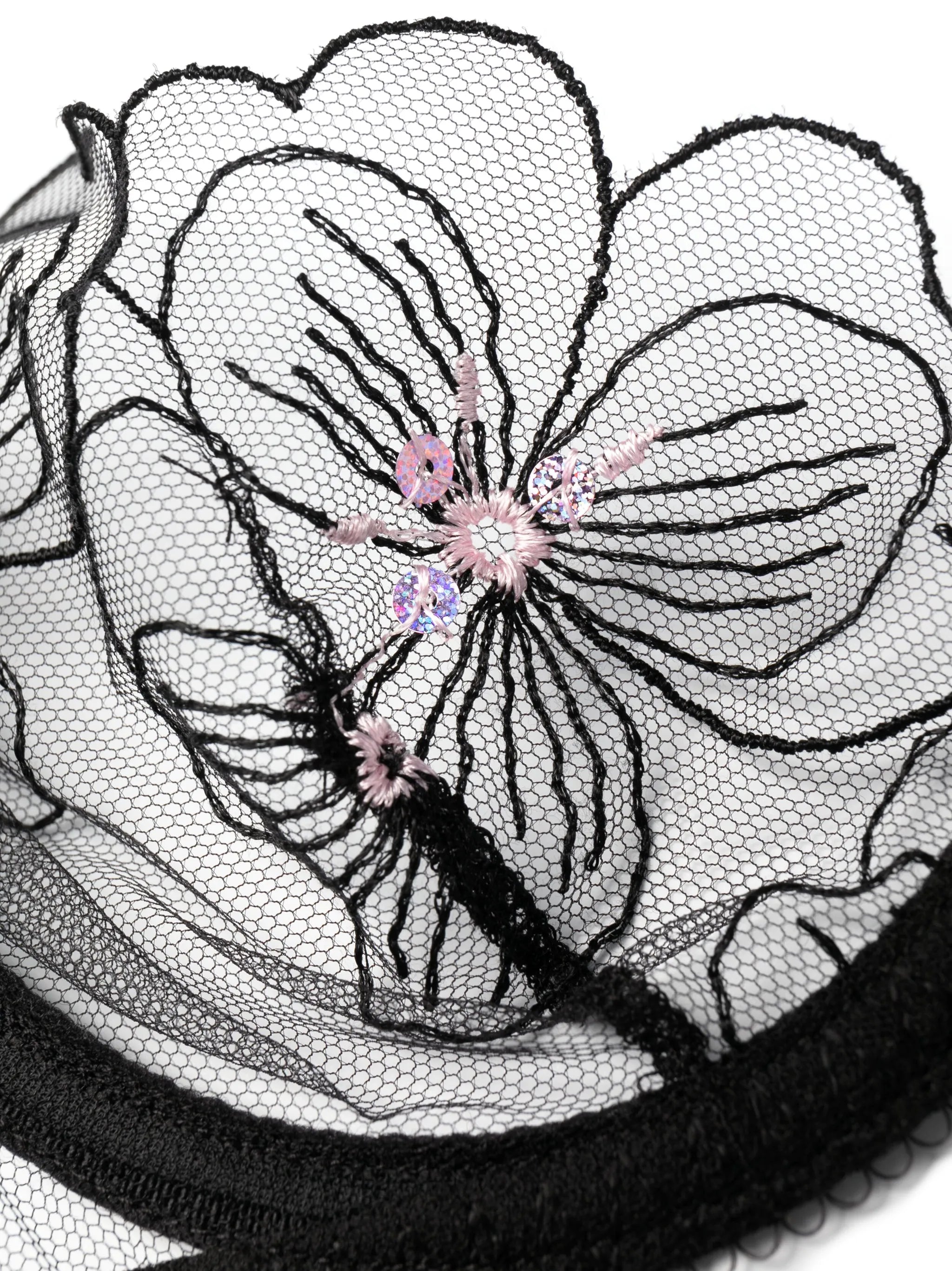 lace-panel bow-detail bra