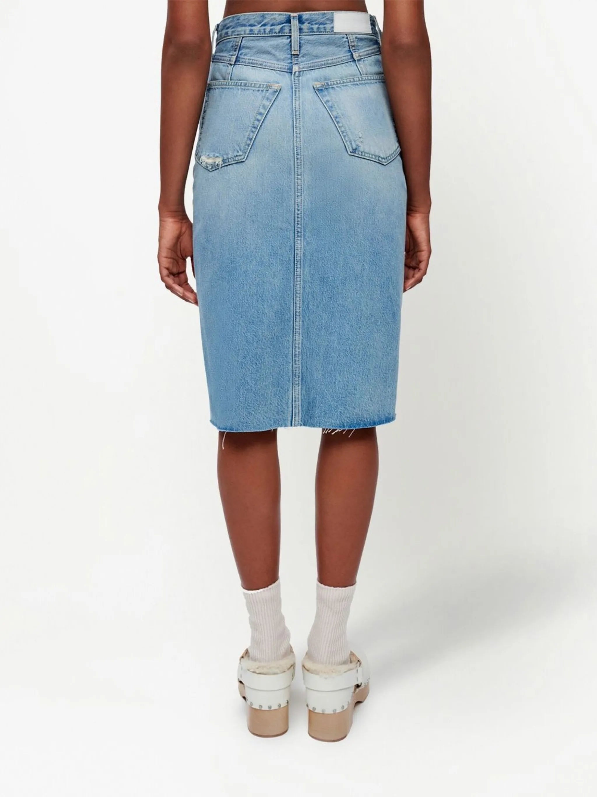 organic cotton midi denim skirt