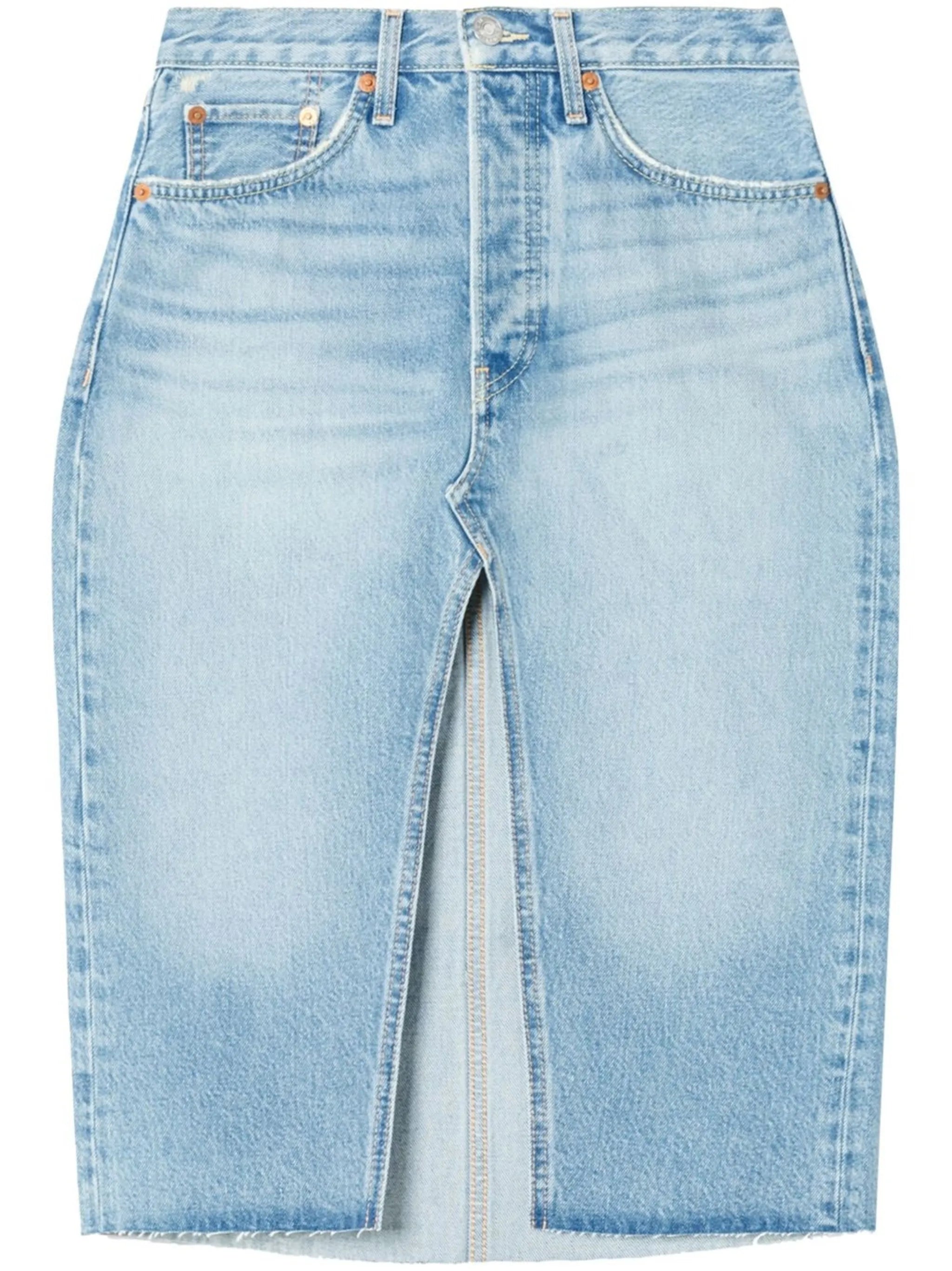 organic cotton midi denim skirt