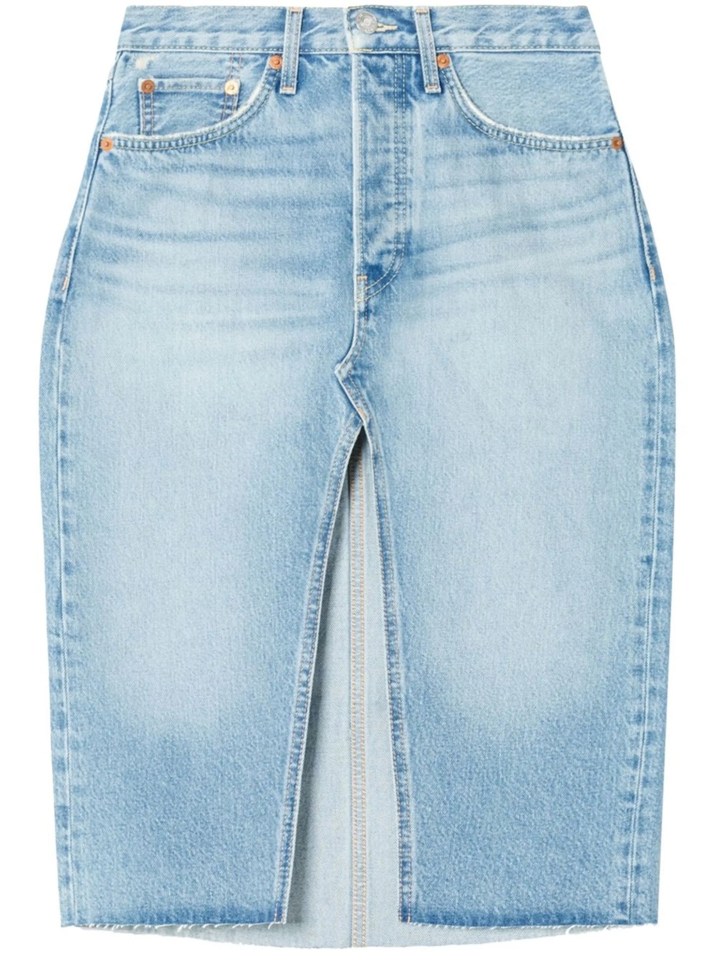 organic cotton midi denim skirt