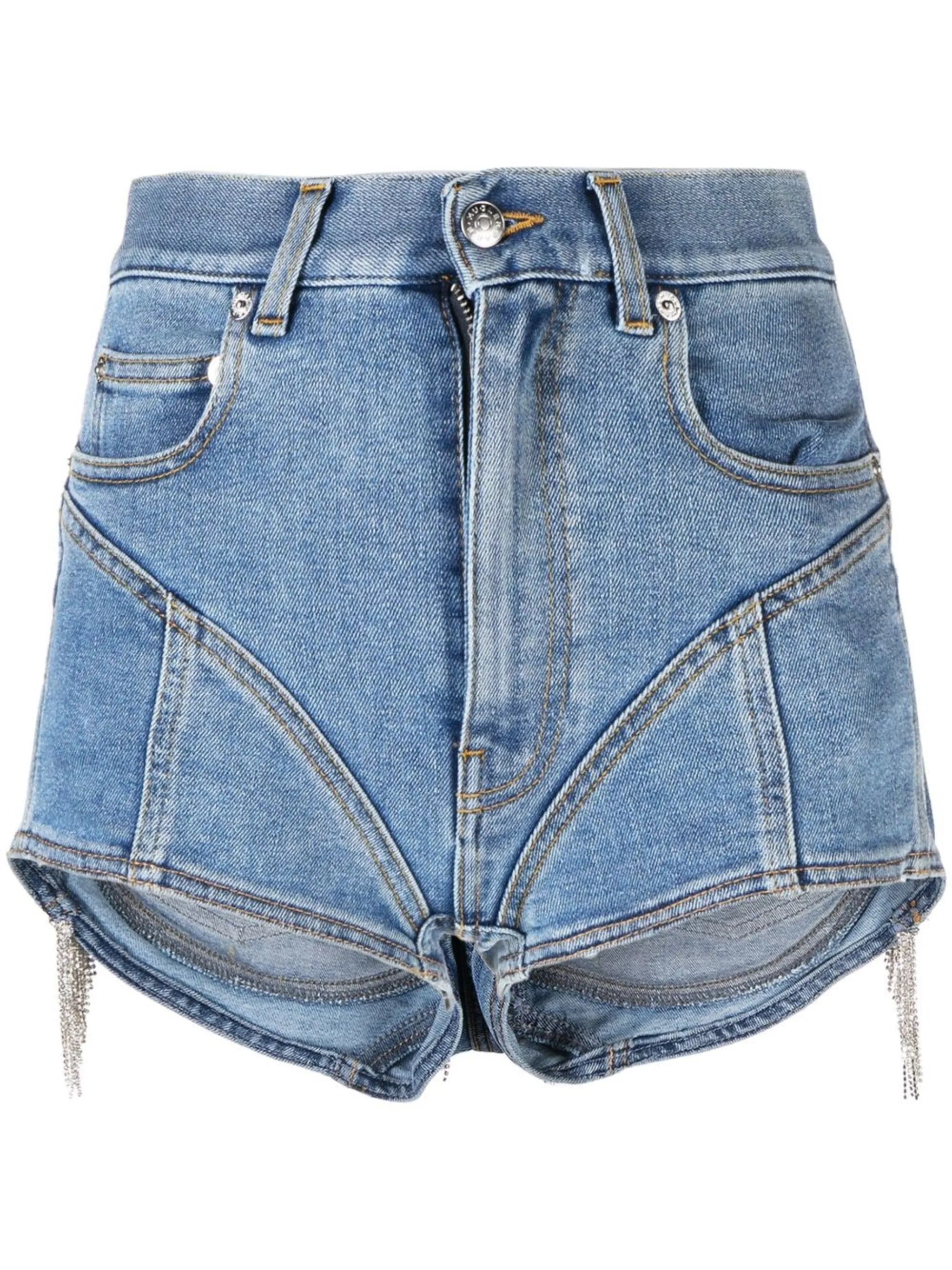 crystal-embellished denim shorts