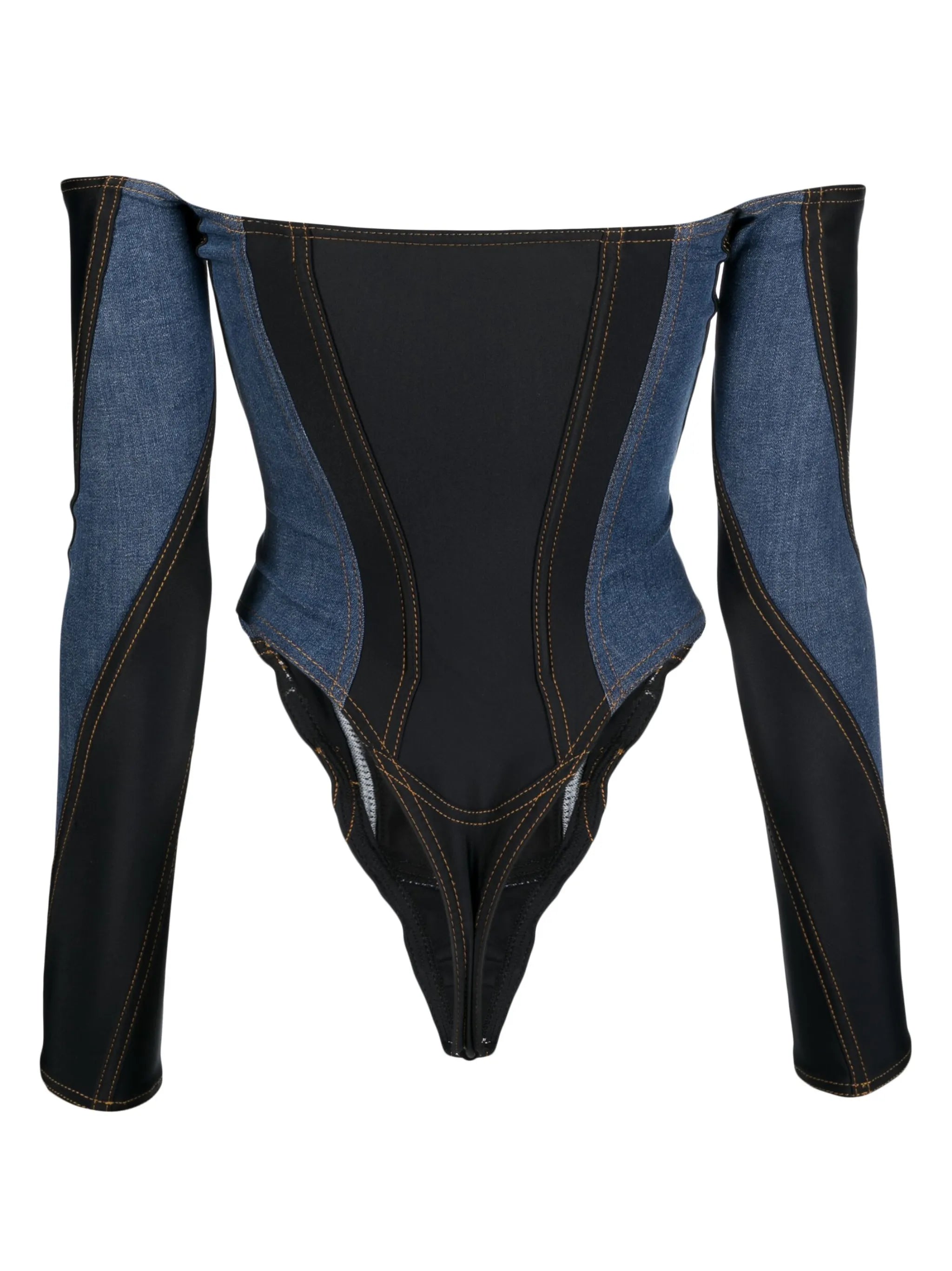 corset denim bodysuit