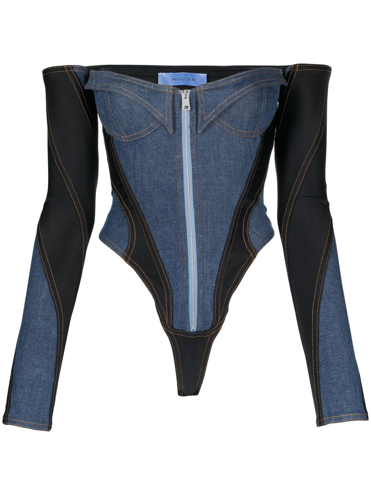 corset denim bodysuit