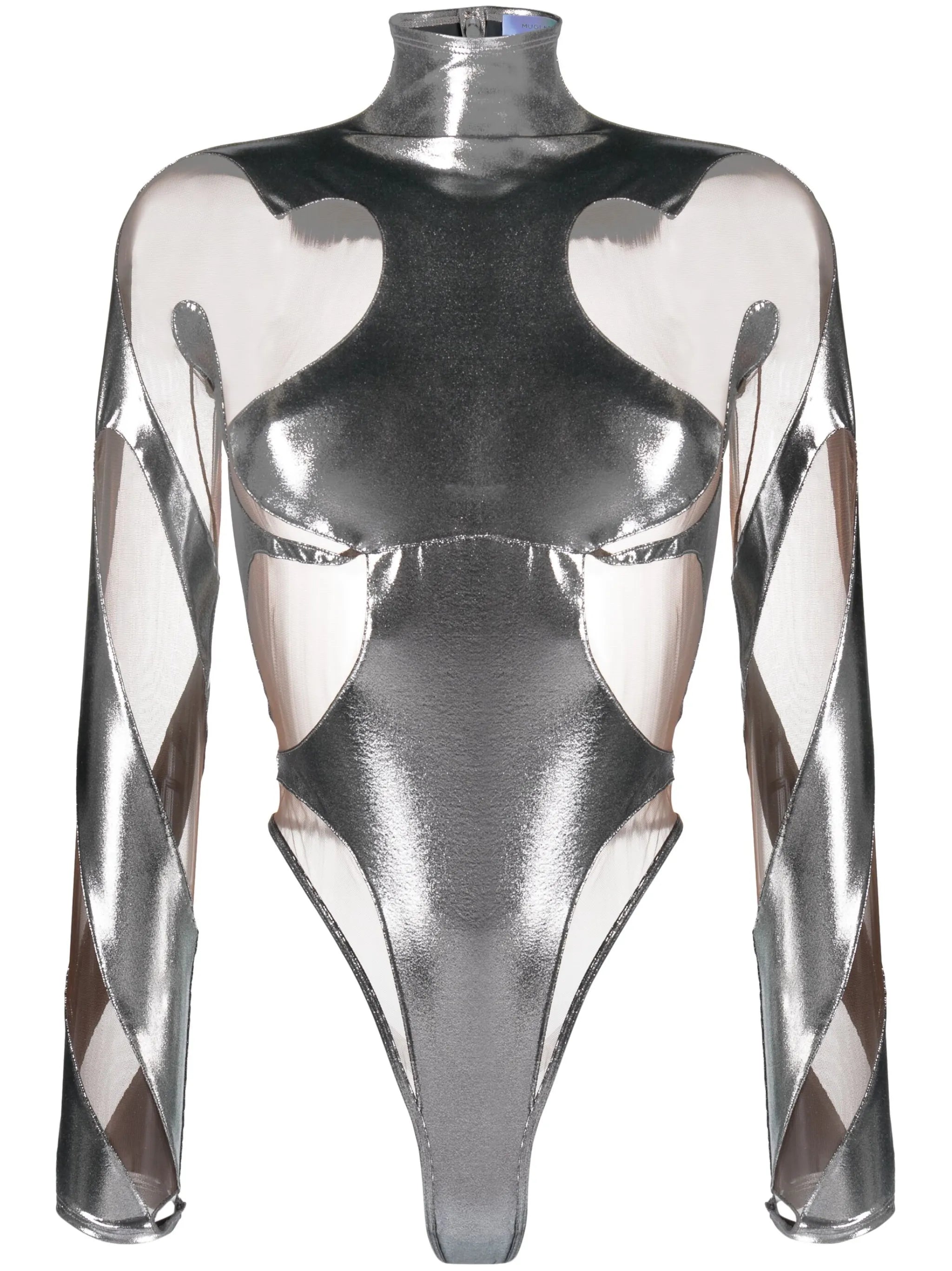 metallic cut-out bodysuit