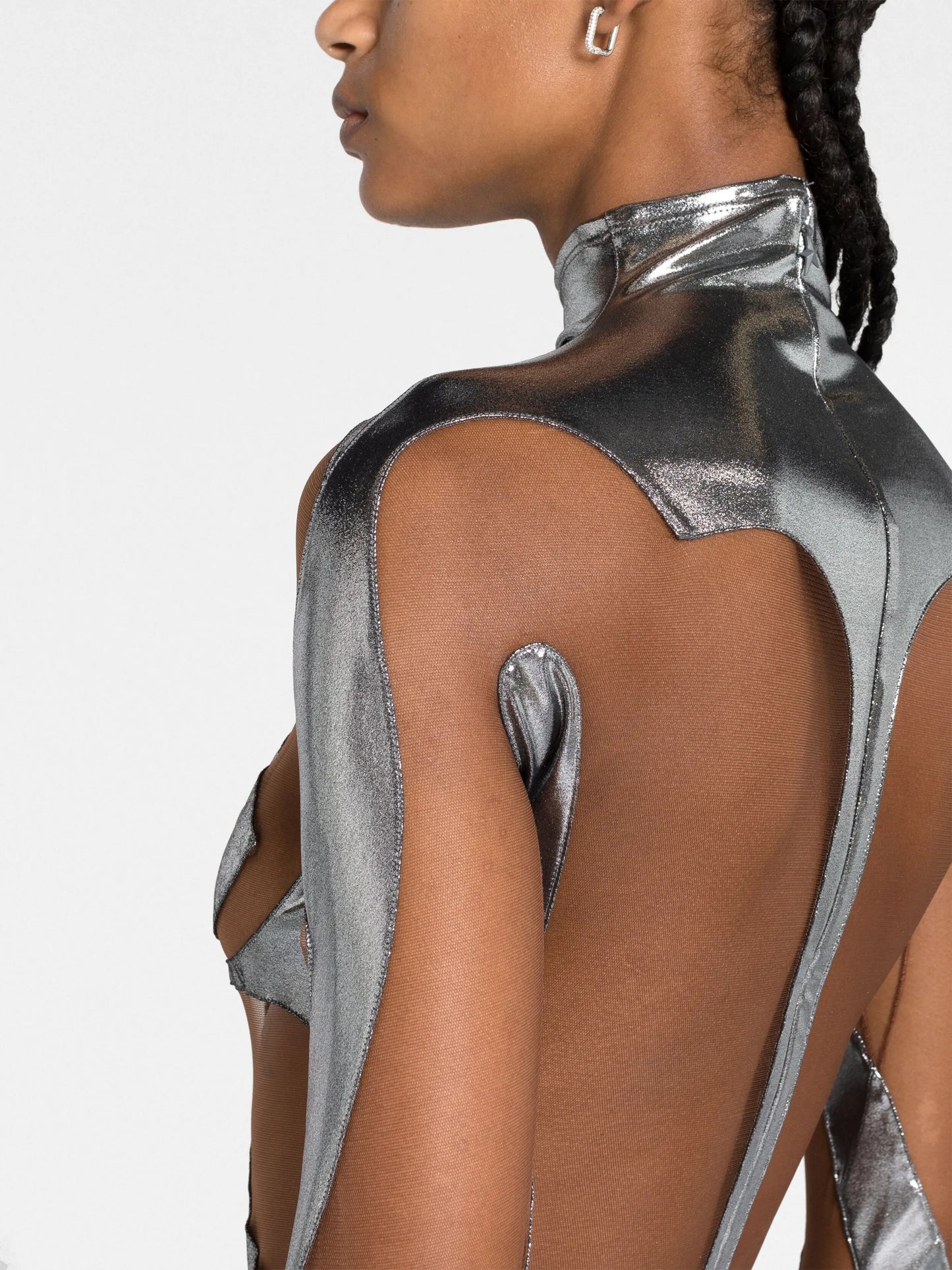 metallic cut-out bodysuit