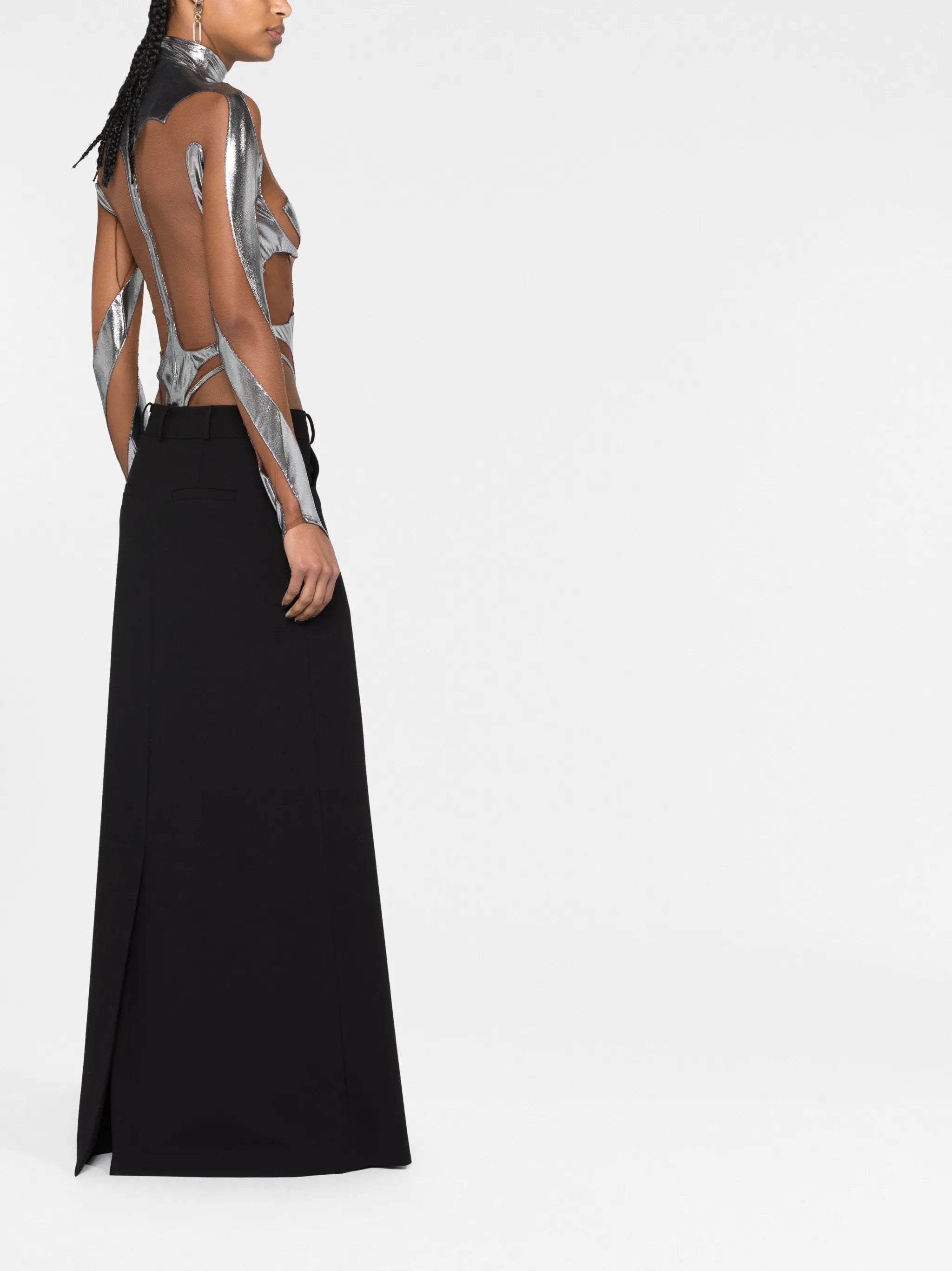 metallic cut-out bodysuit