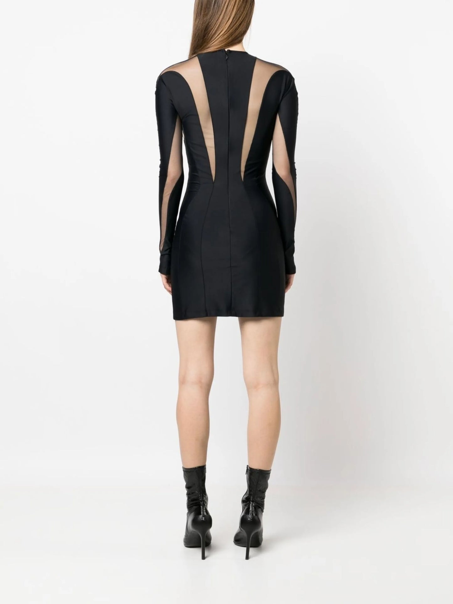 sheer-panel mini dress
