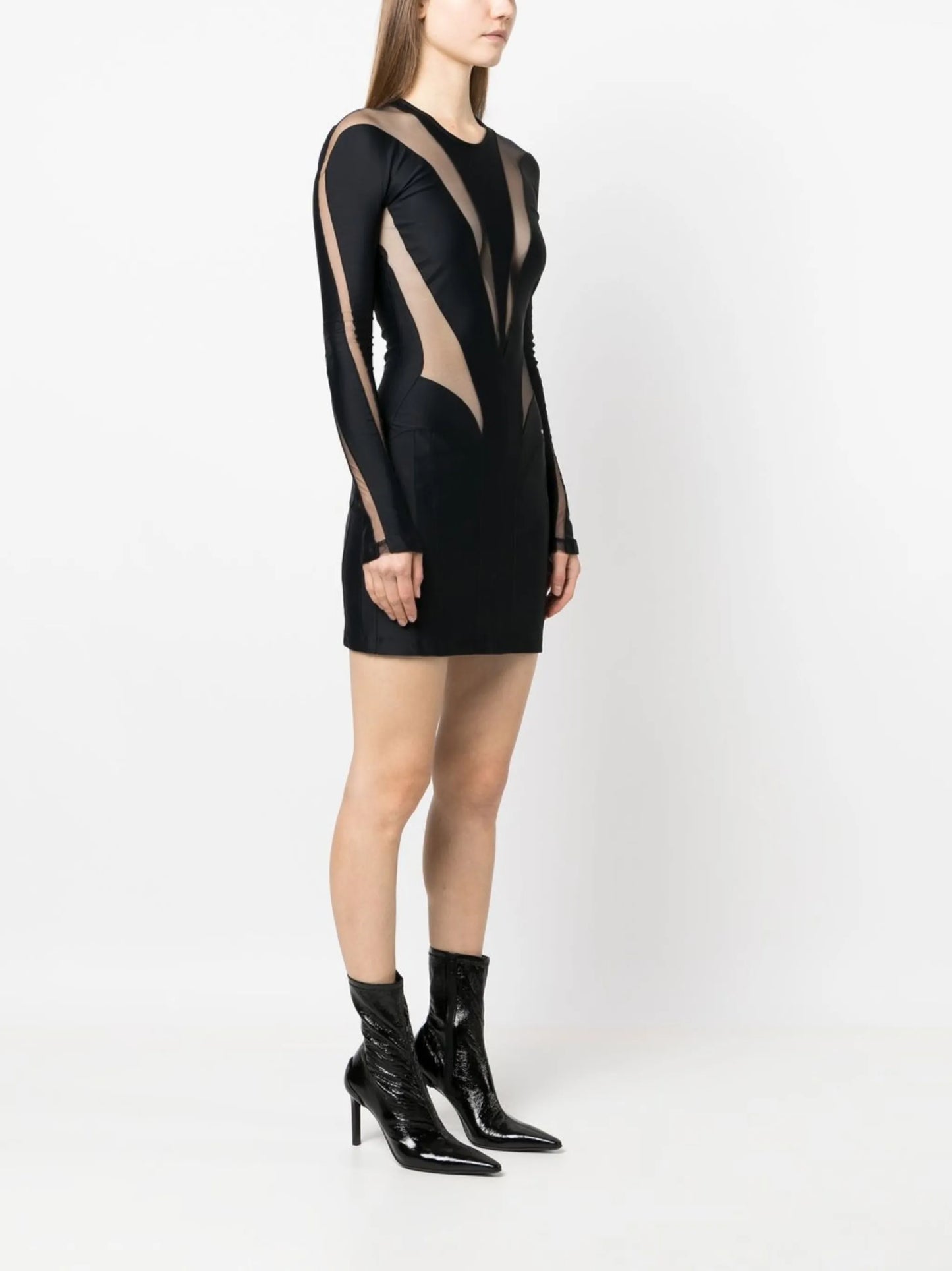 sheer-panel mini dress