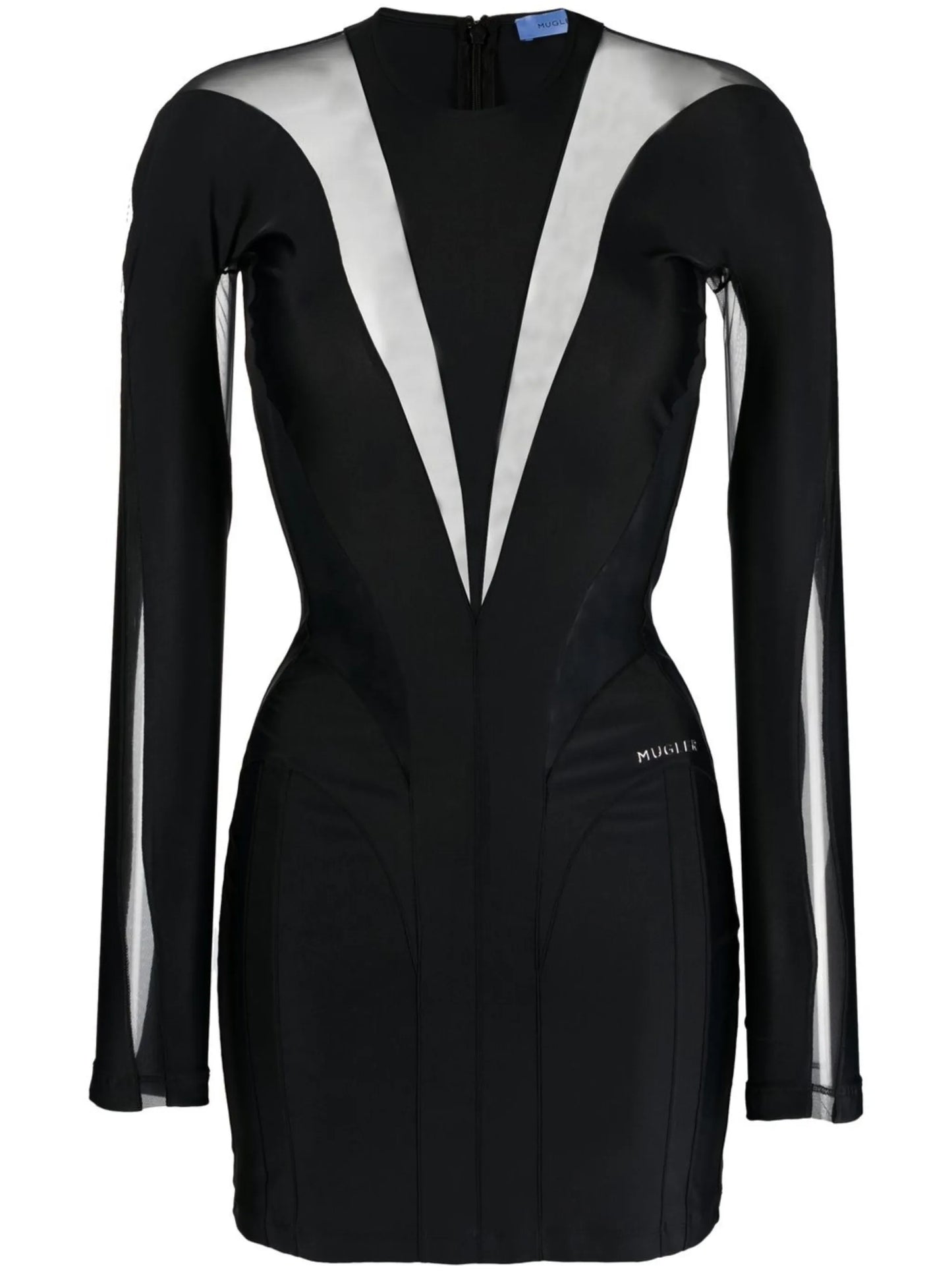 sheer-panel mini dress