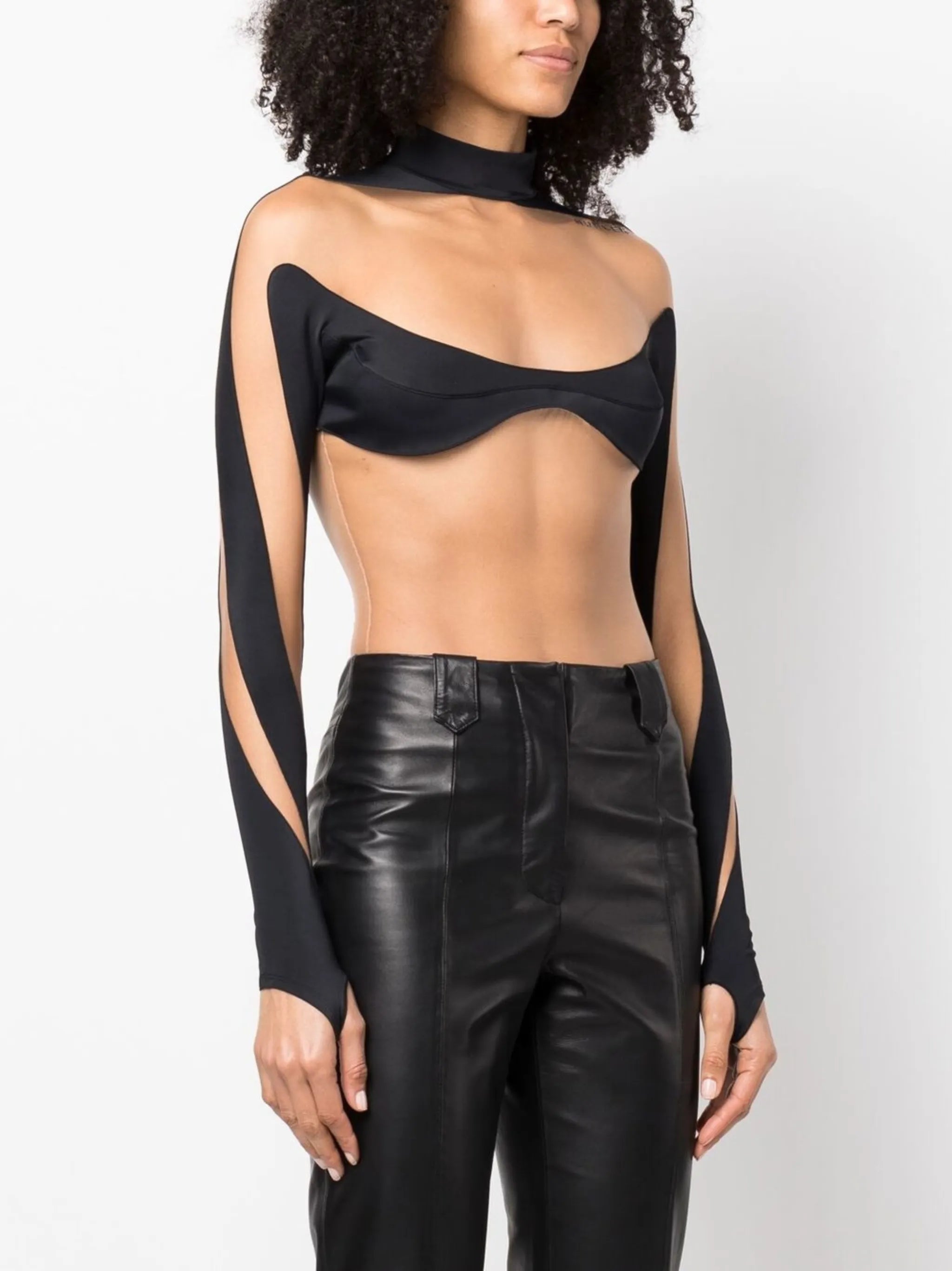 Illusion high-neck sheer bodysuit