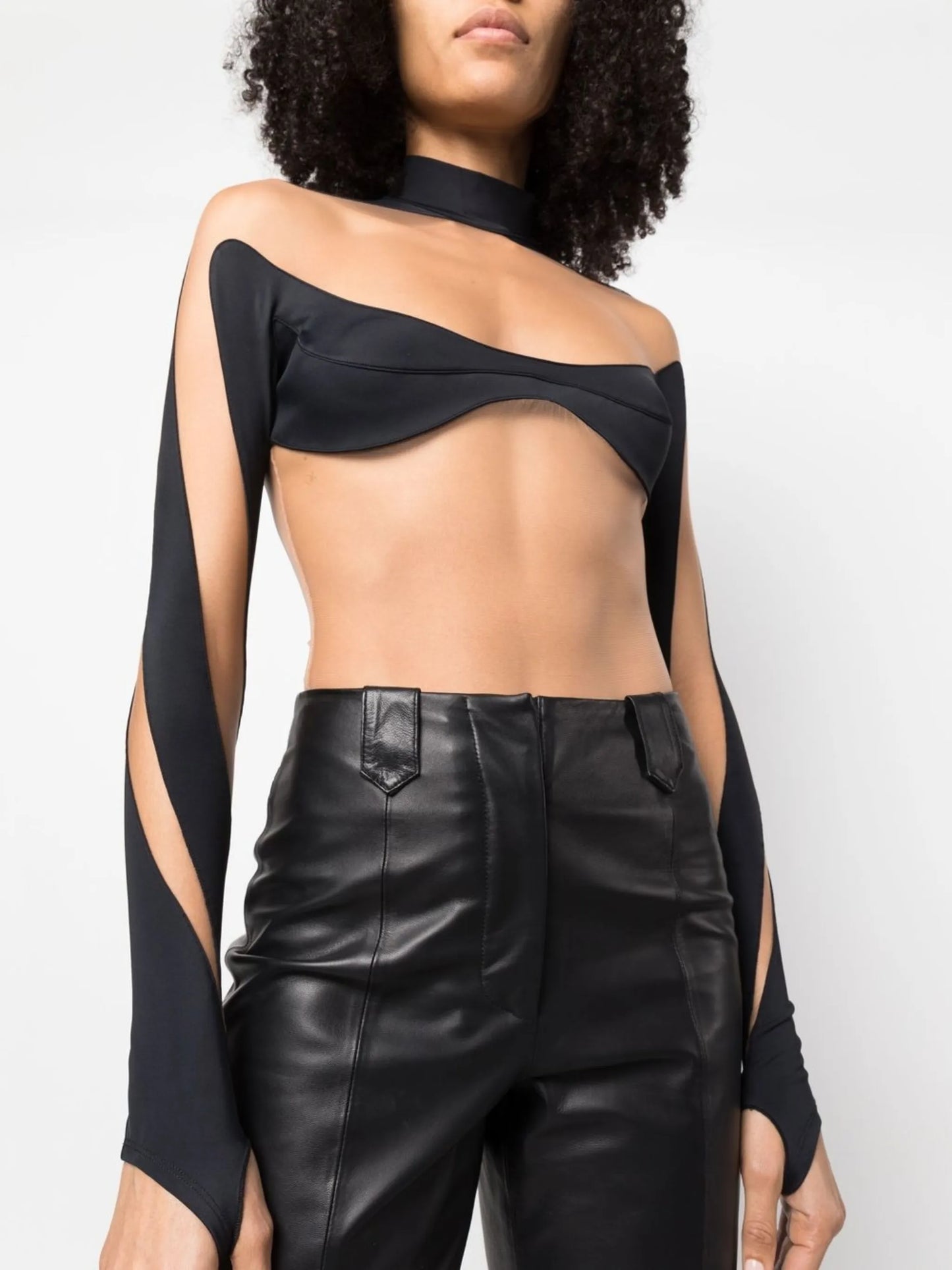 Illusion high-neck sheer bodysuit