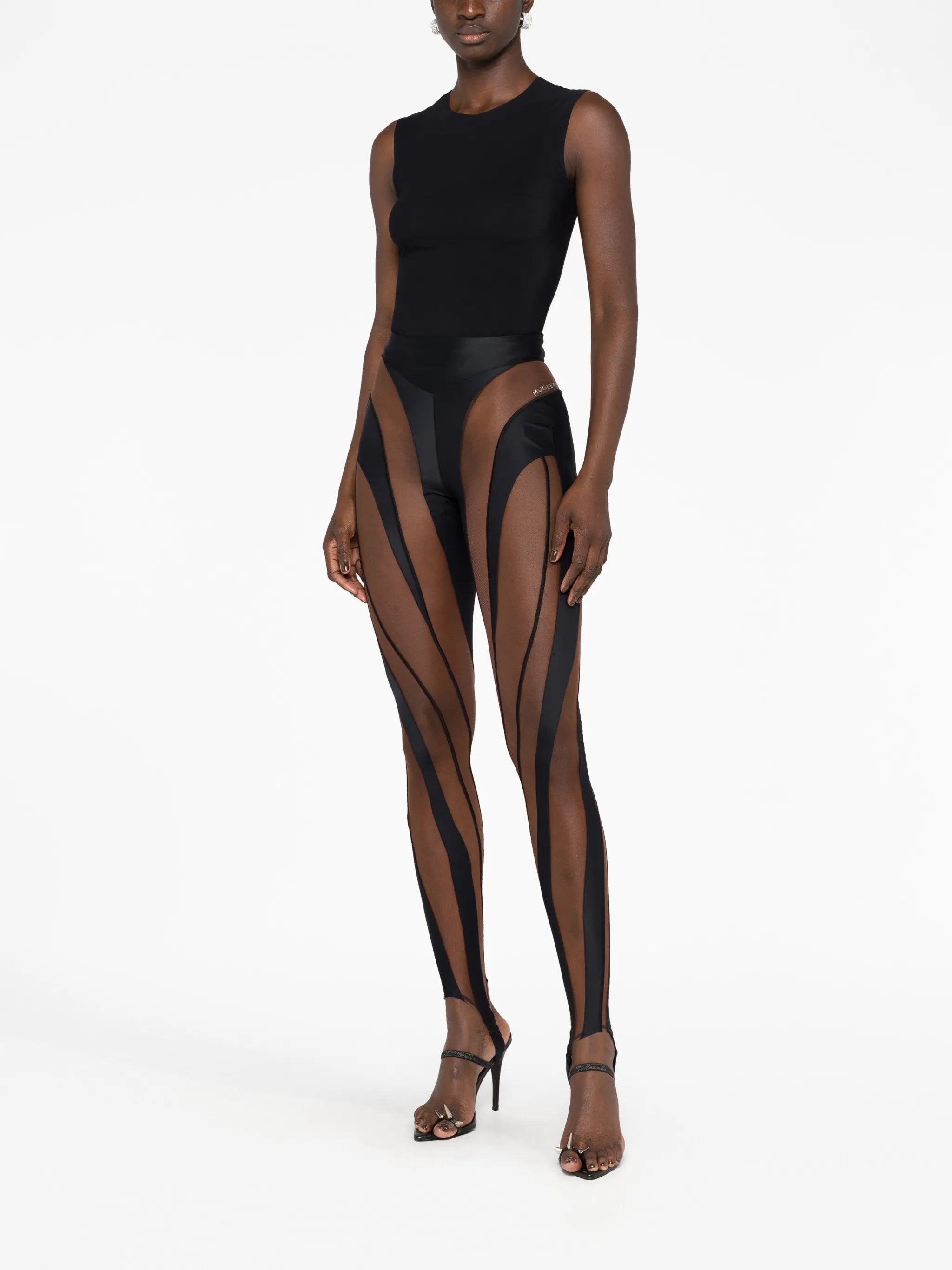 high-waisted multi-panel leggings