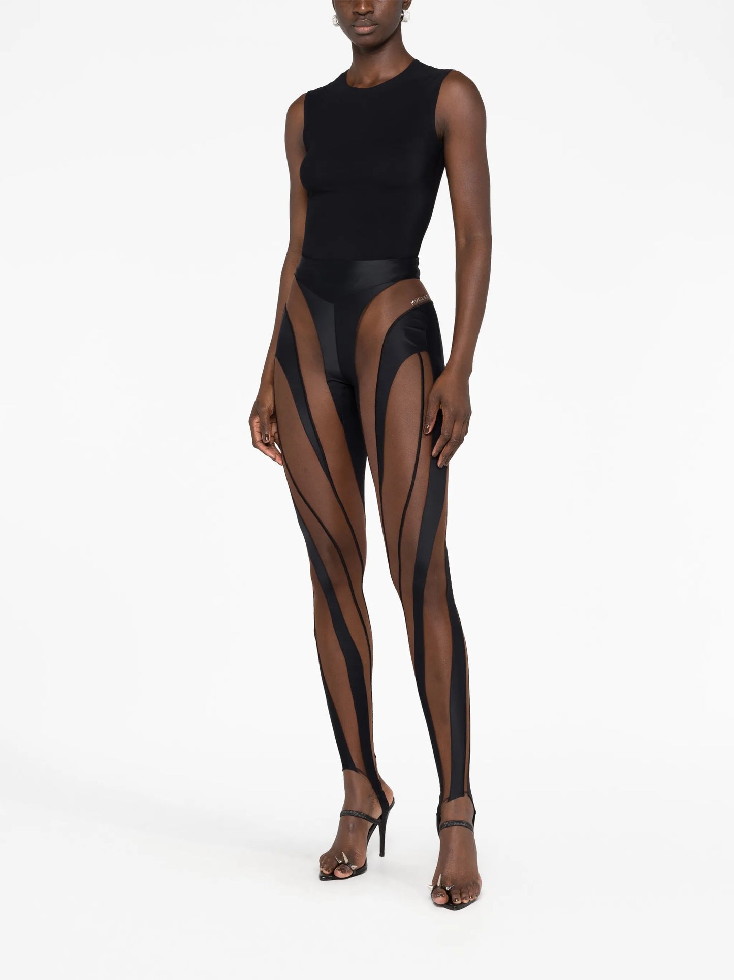 high-waisted multi-panel leggings