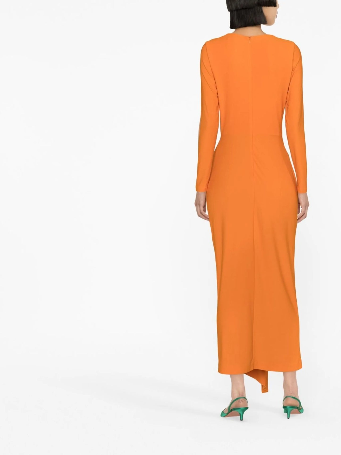 Lorena plunge-neck draped midi dress