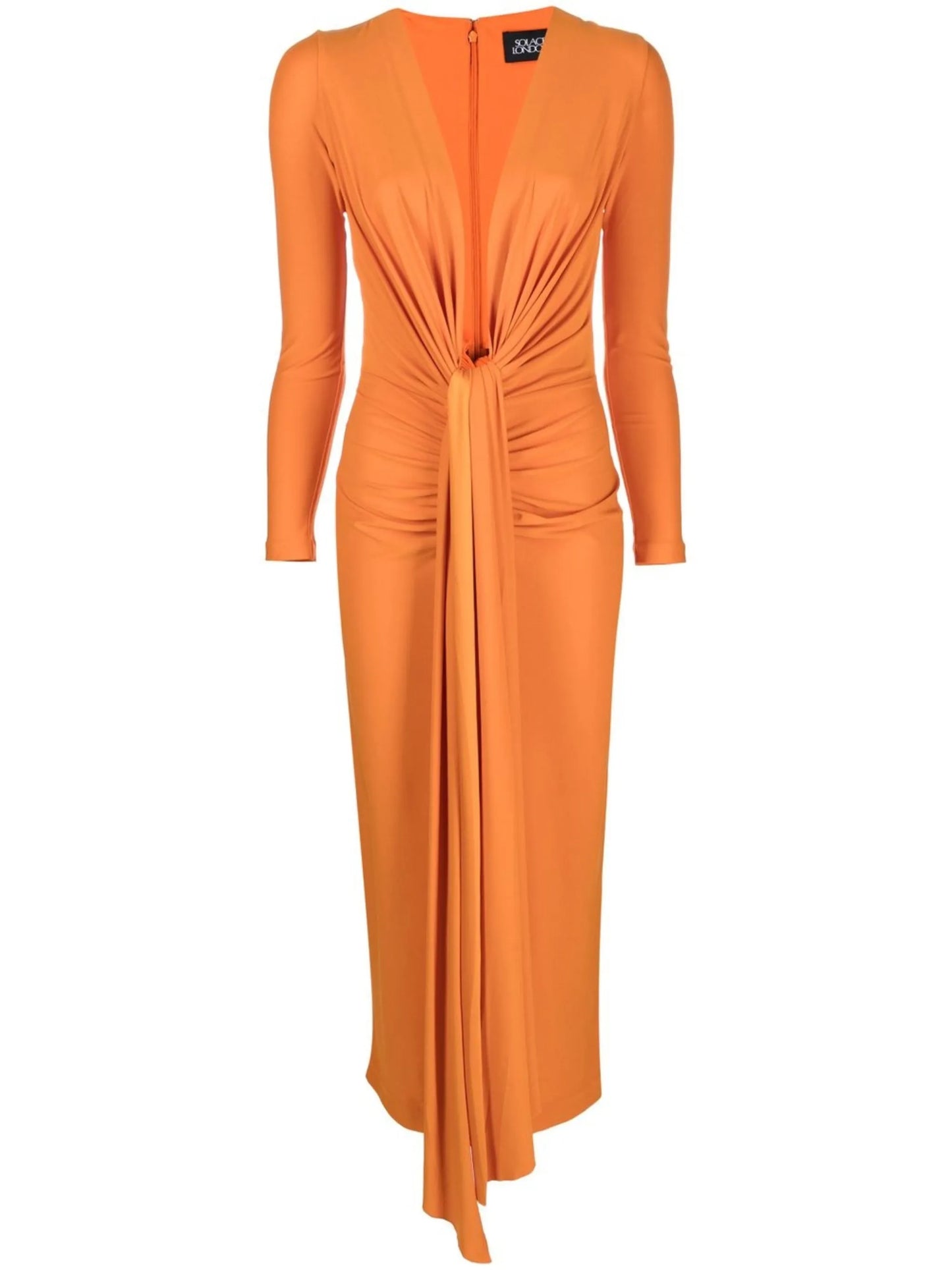 Lorena plunge-neck draped midi dress
