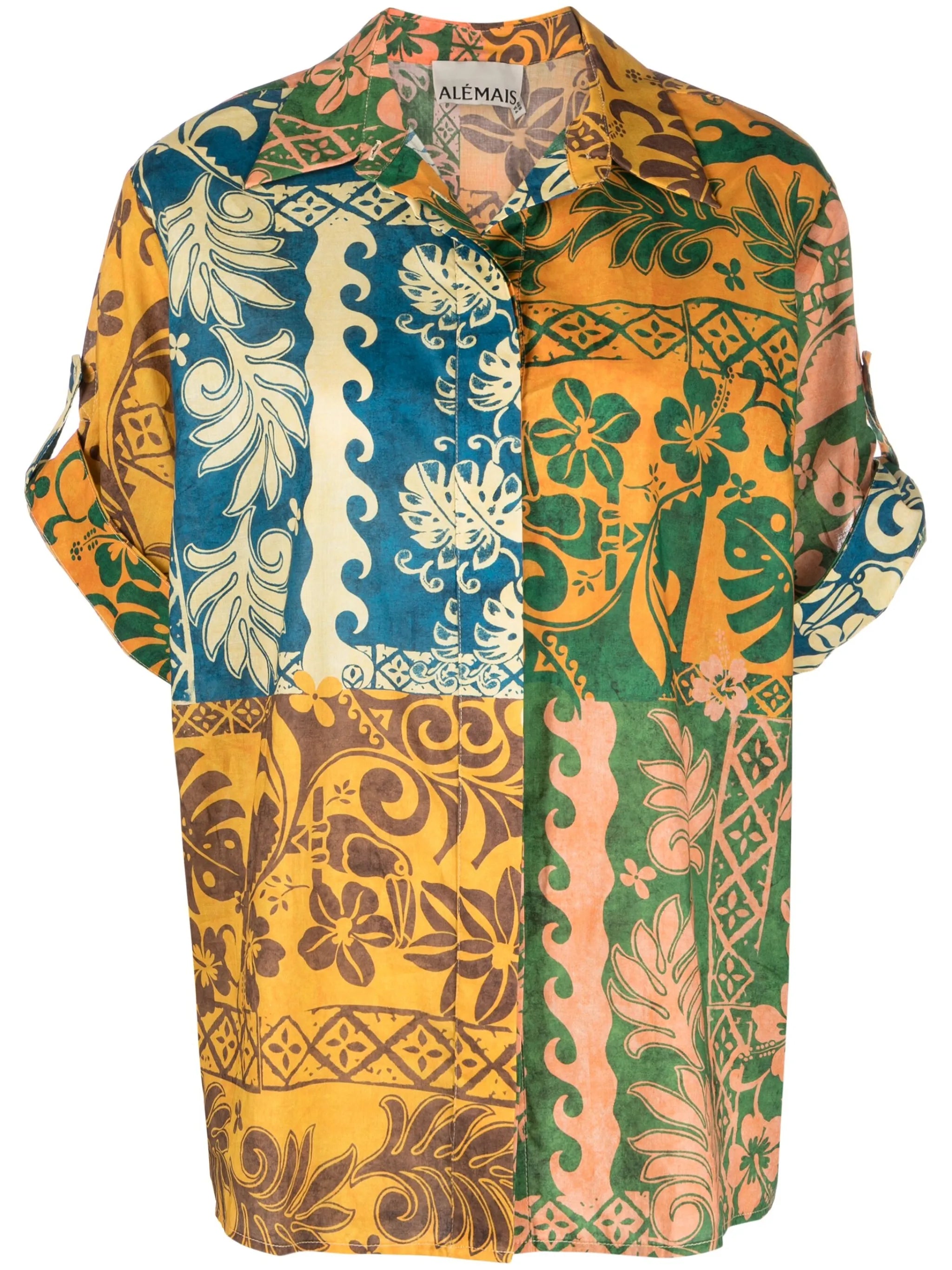 patchwork-print shirt