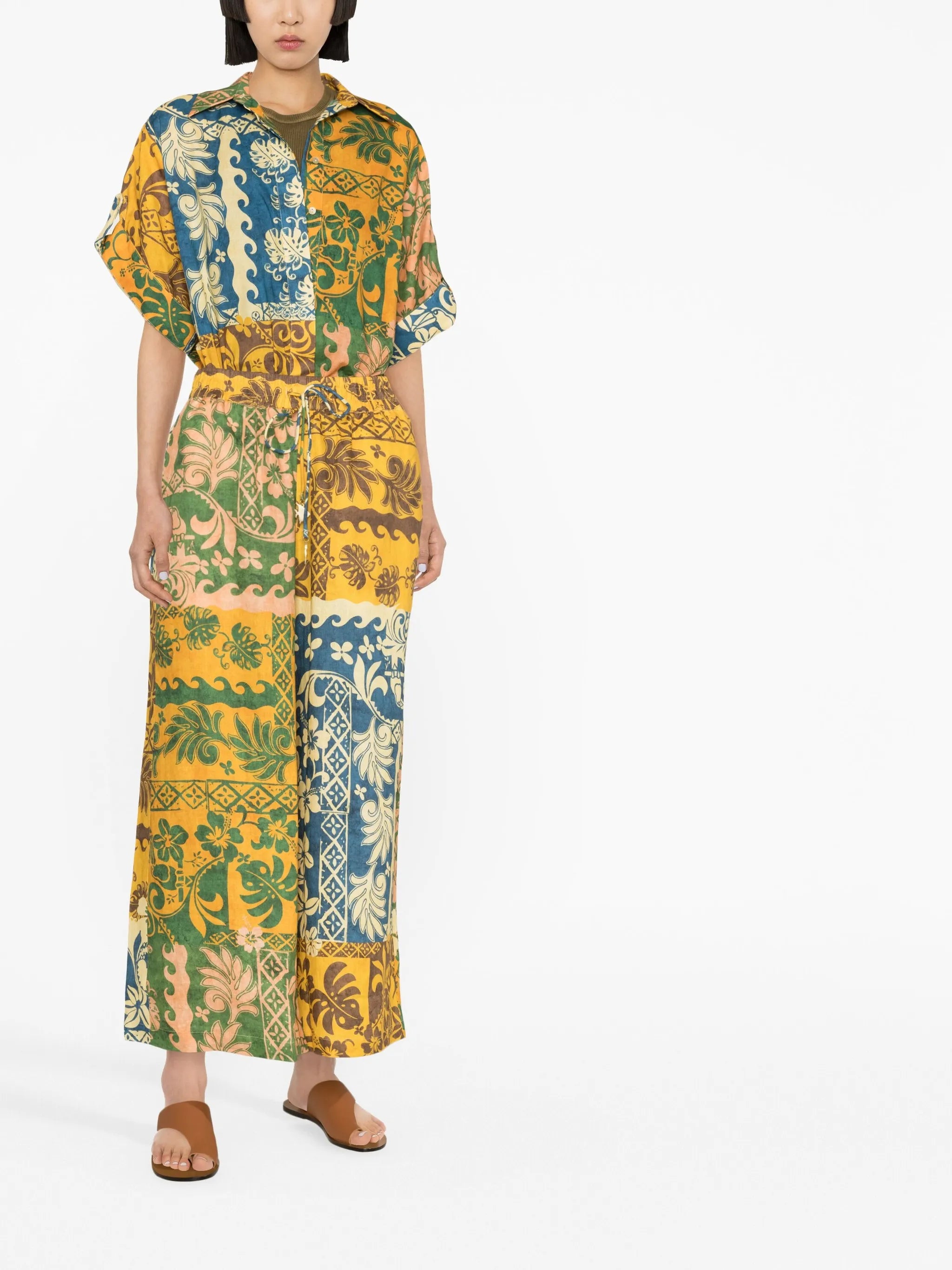 patchwork-print shirt
