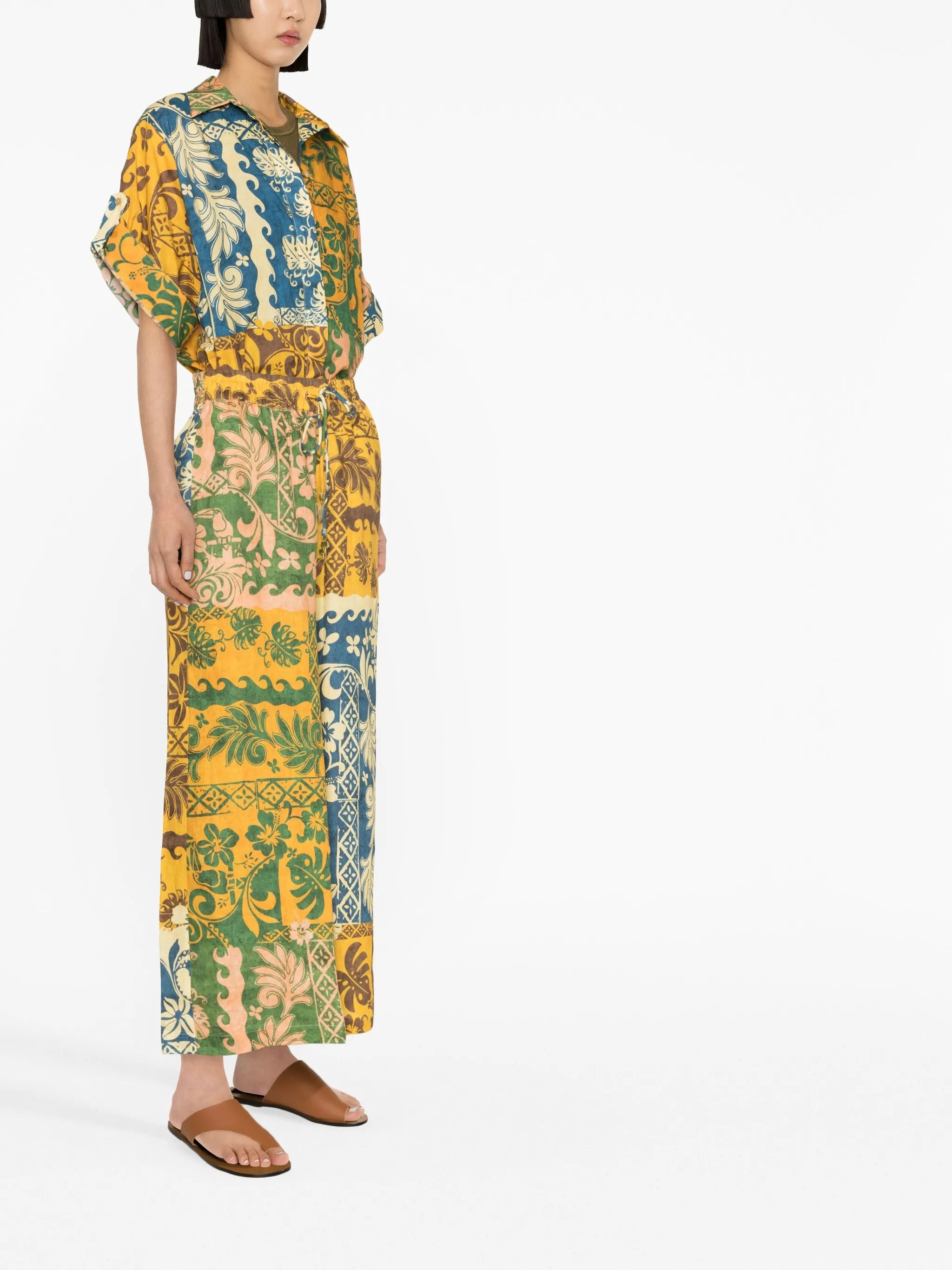 patchwork-print shirt