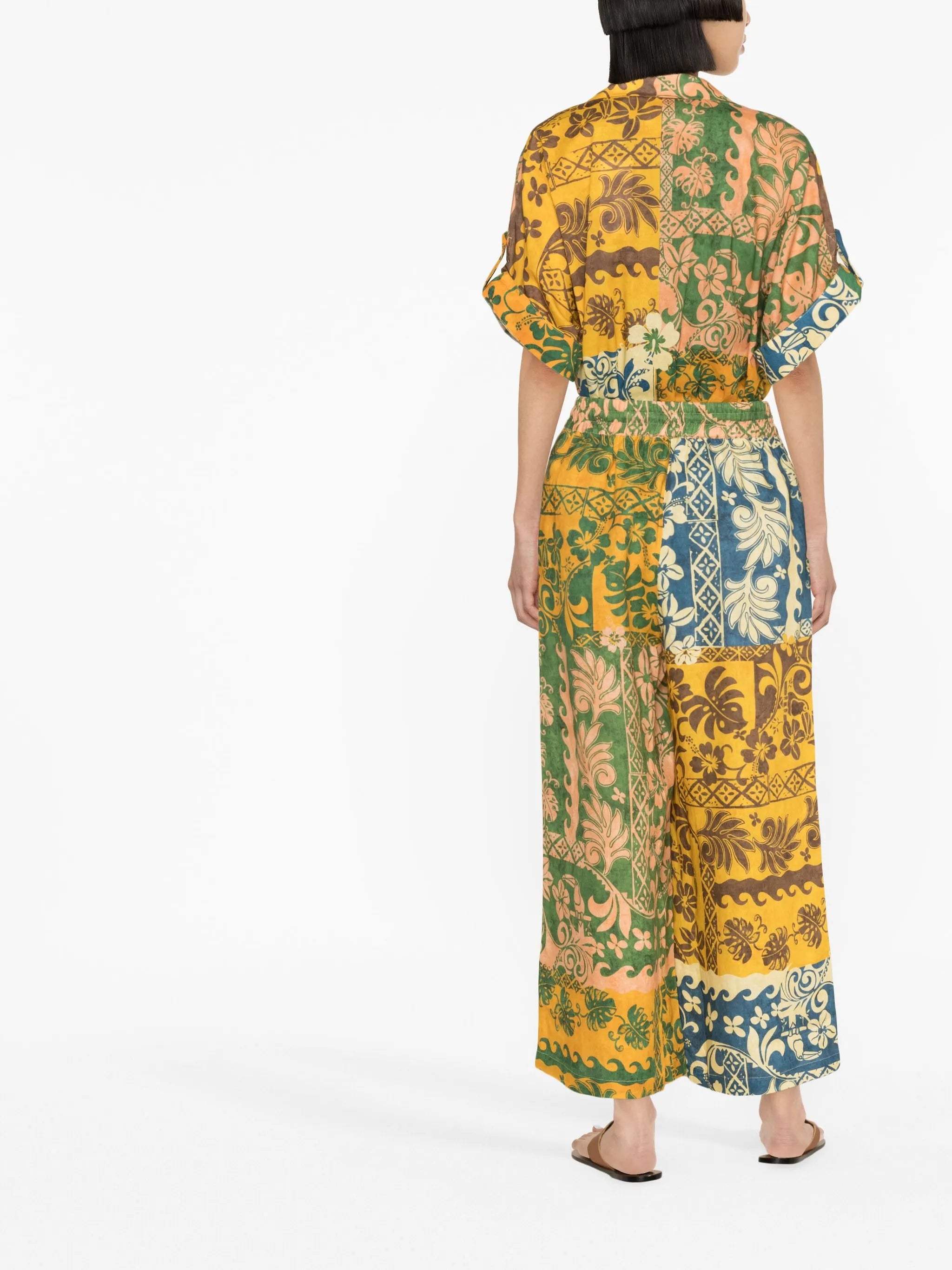 patchwork-print shirt