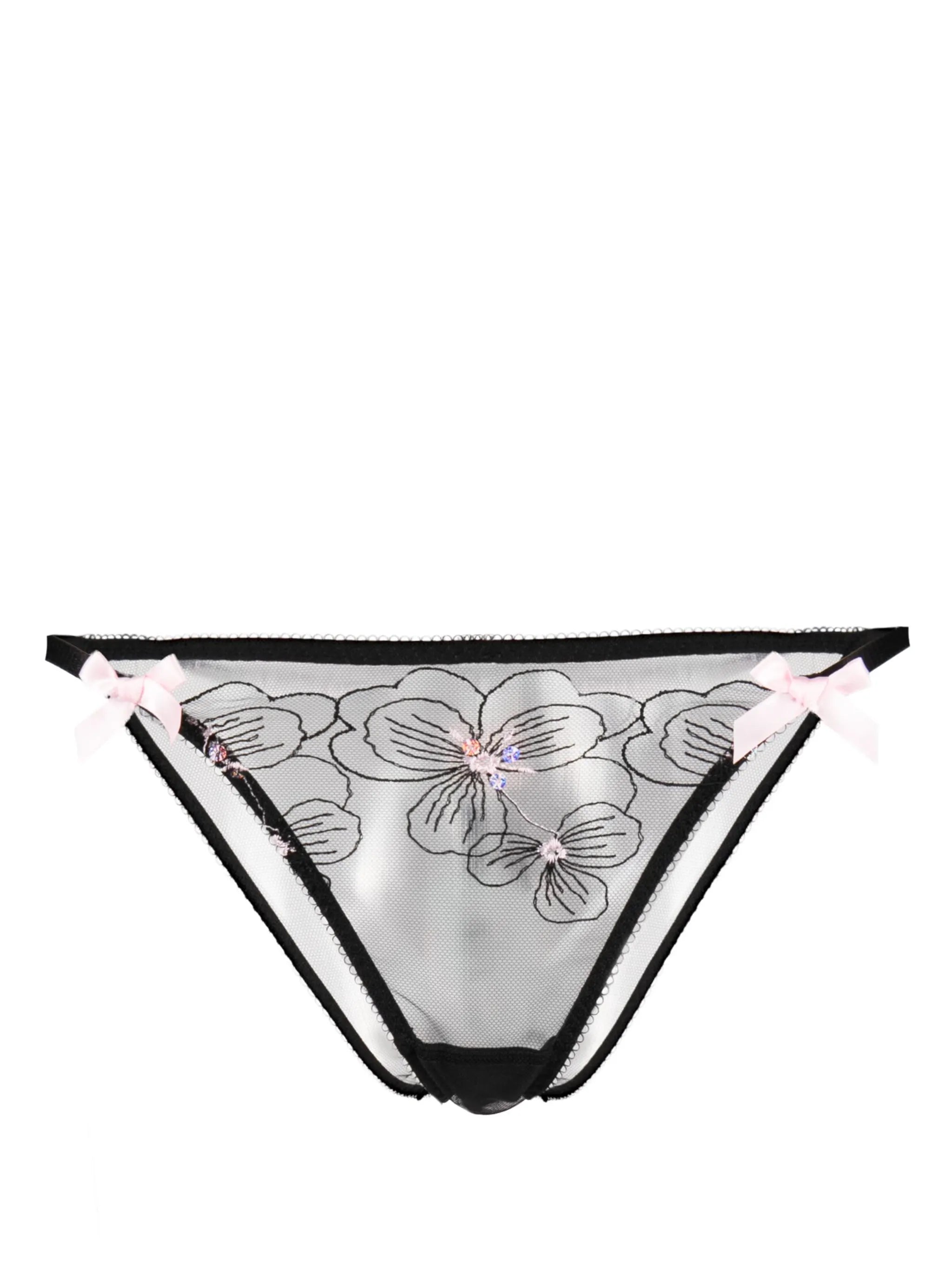 lace-panel bow-detail briefs