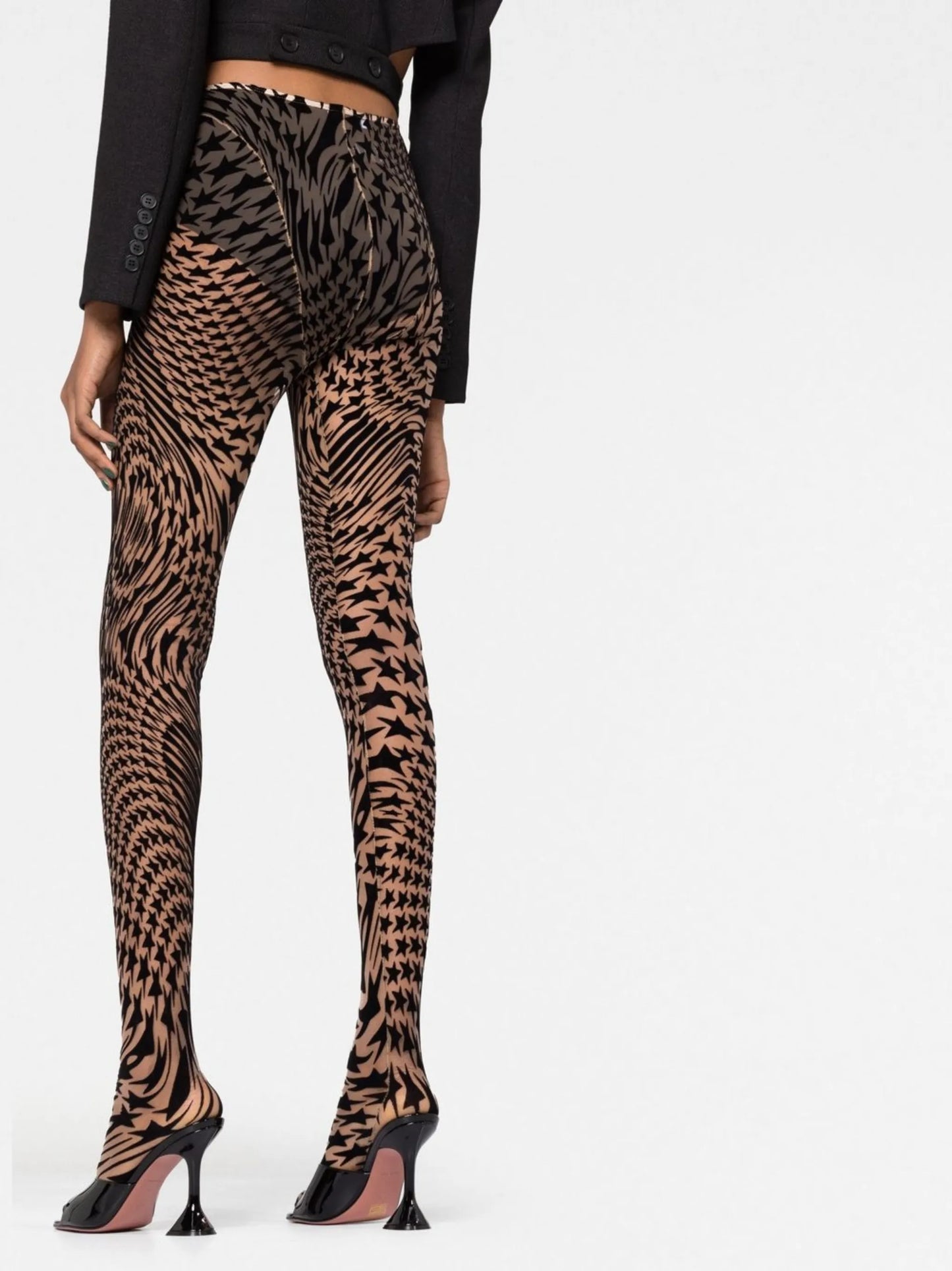 star-mesh high-waisted leggings