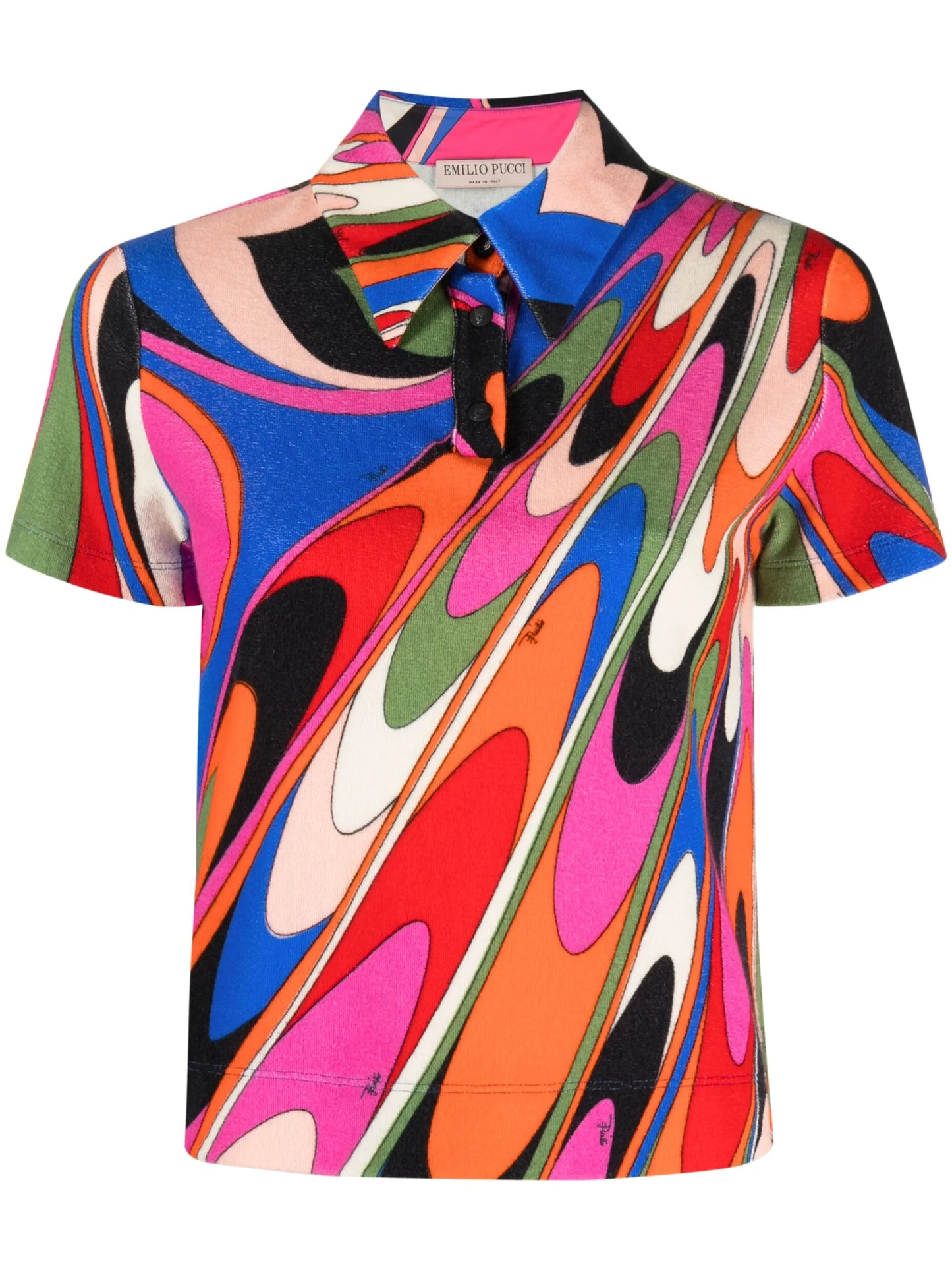Iride-print short-sleeved polo shirt