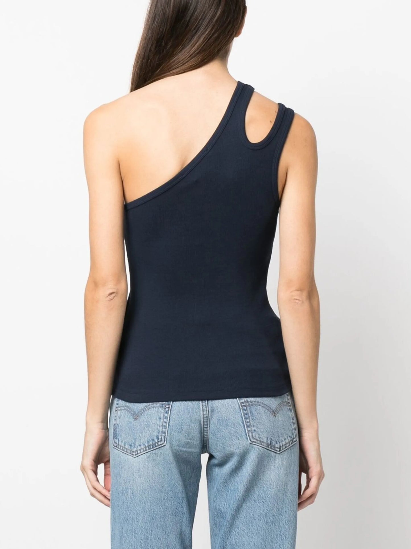 fine-rib one-shoulder vest