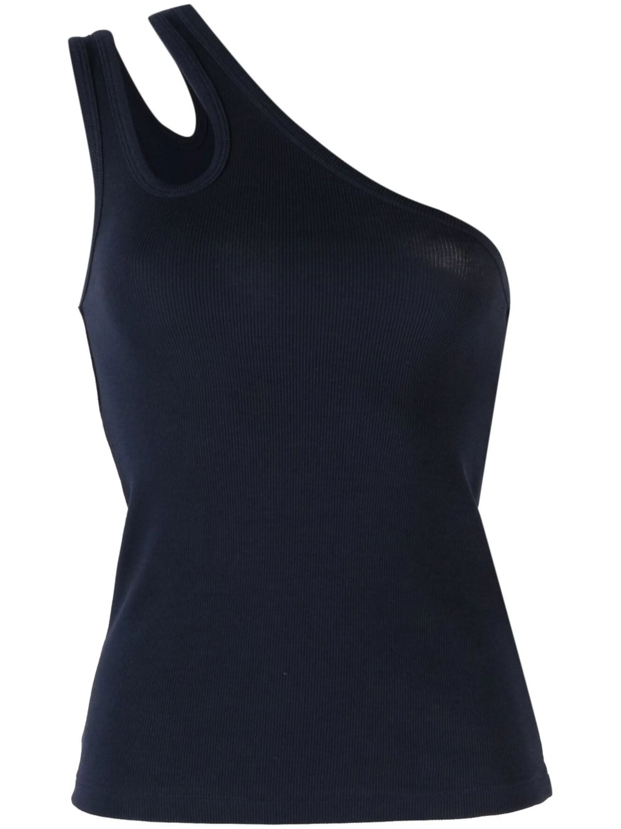 fine-rib one-shoulder vest