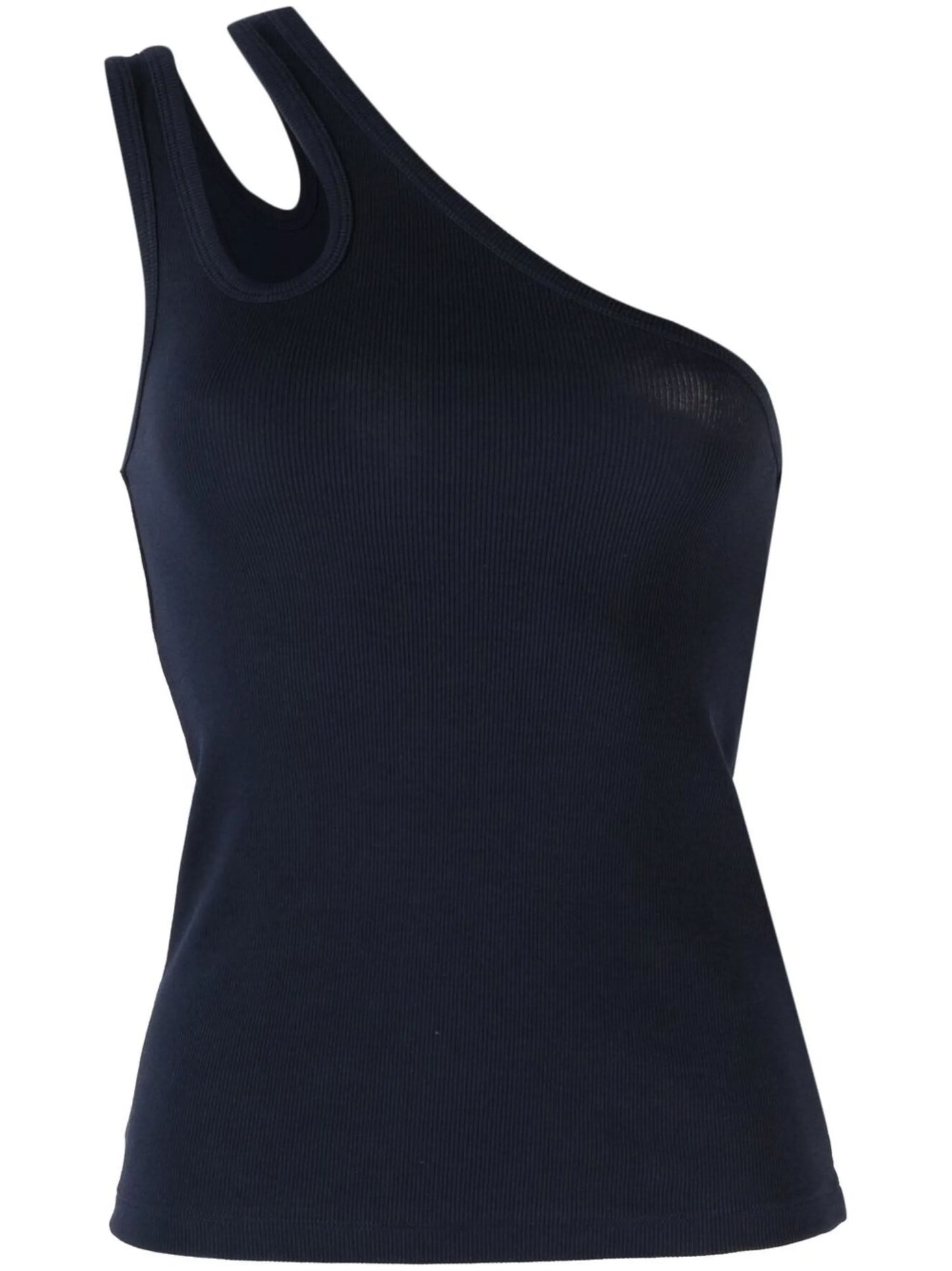 fine-rib one-shoulder vest