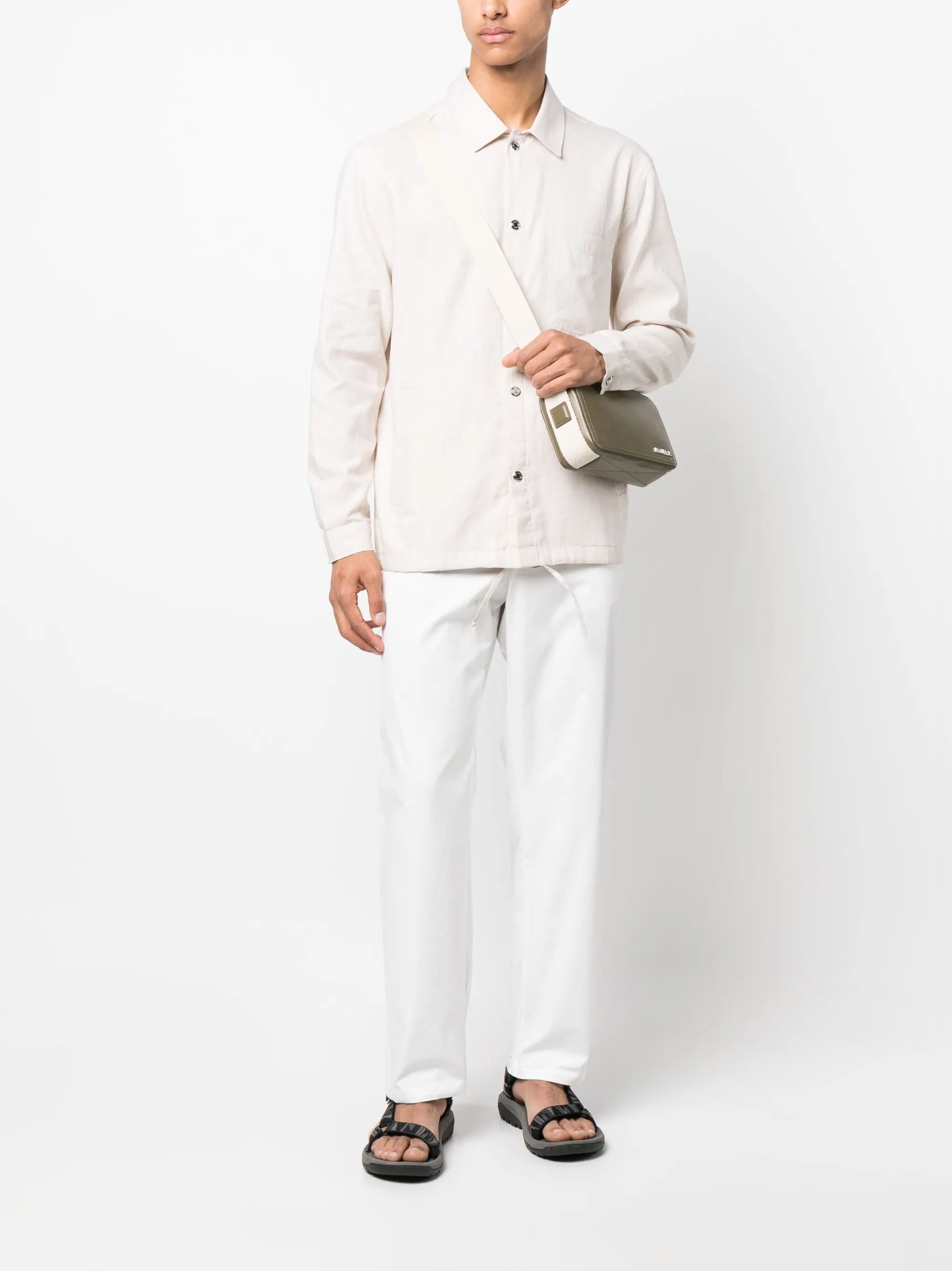 drawstring straight-leg trousers