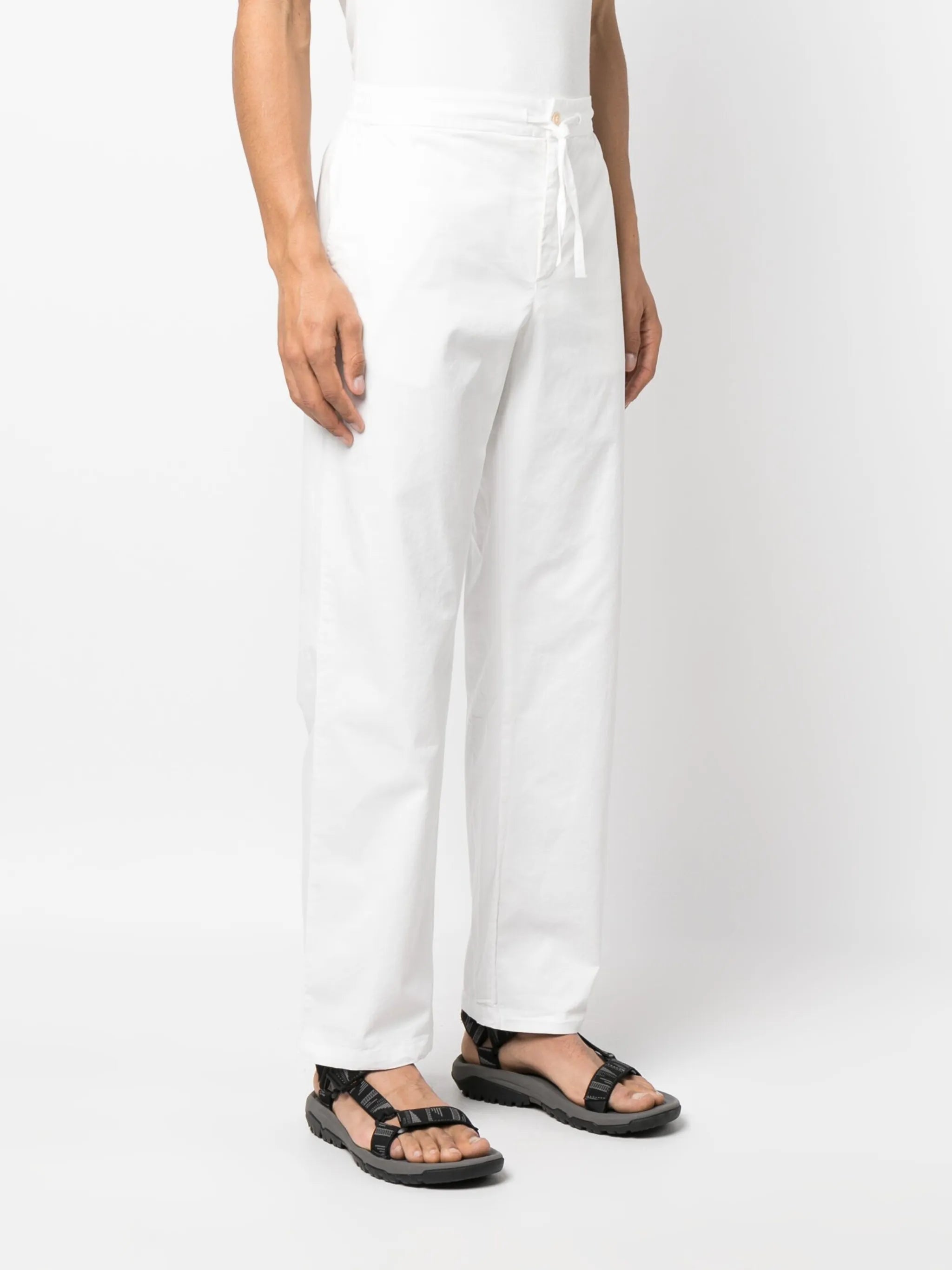 drawstring straight-leg trousers