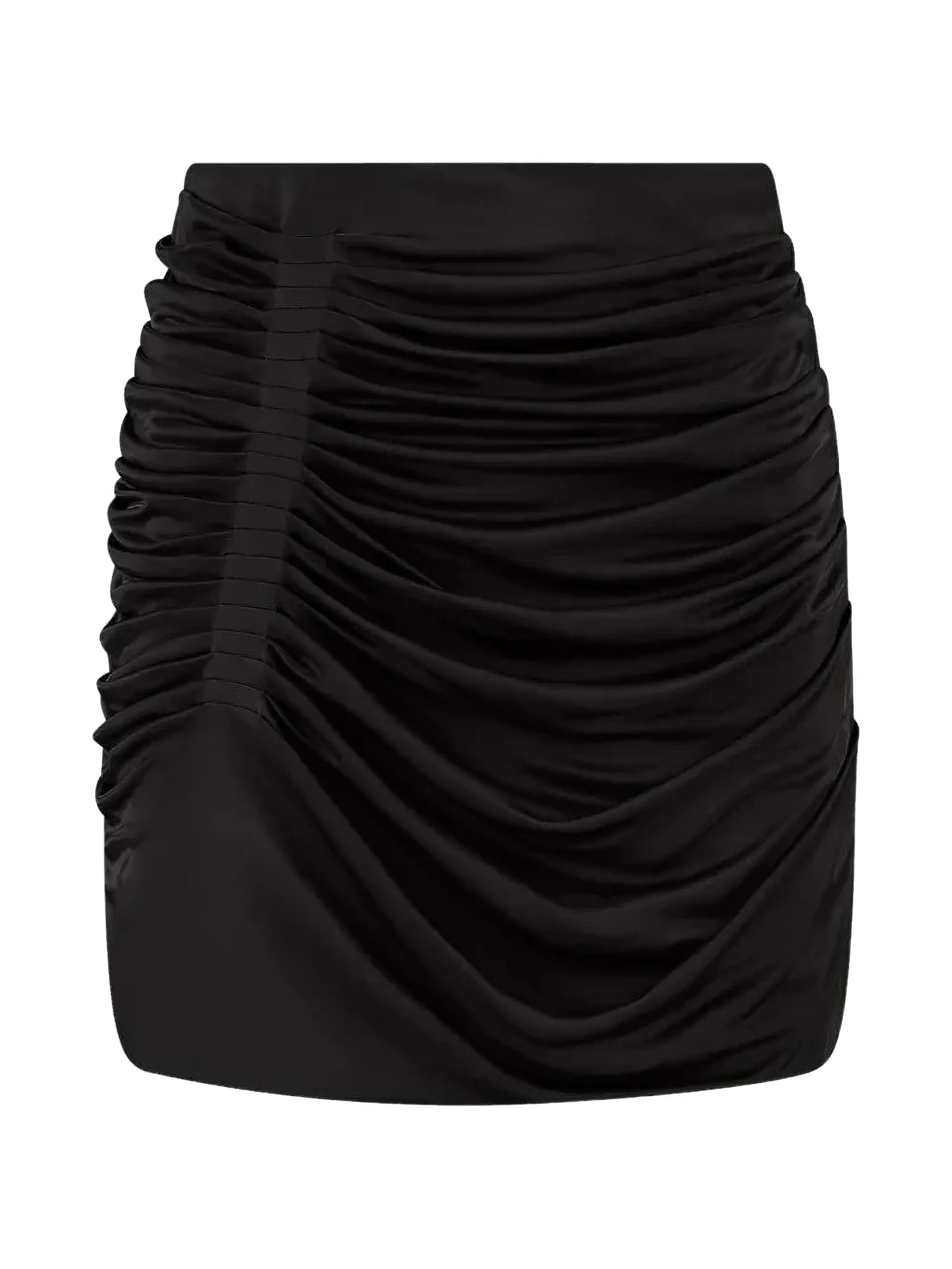 Maroon ruched jersey miniskirt